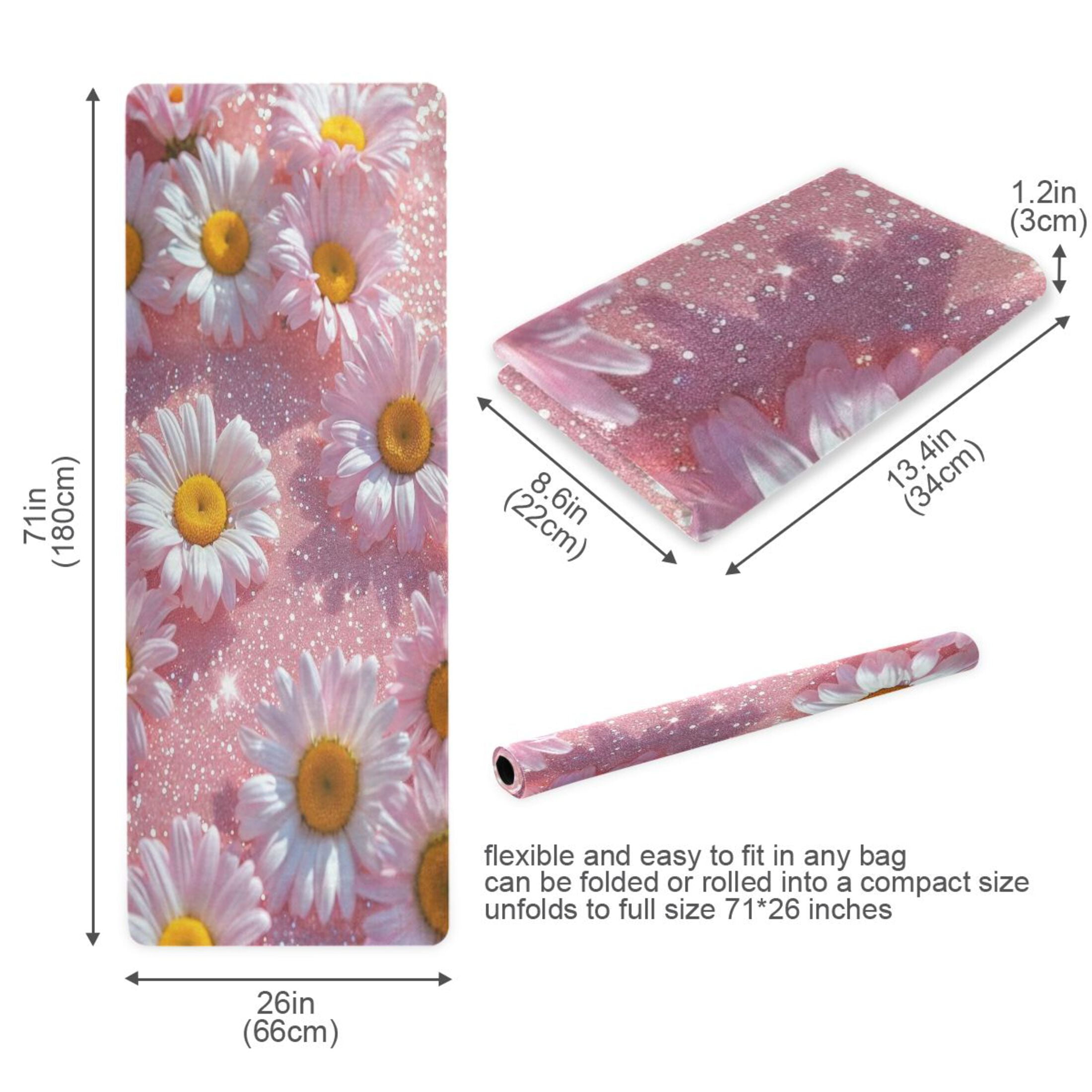 BZSMCE Yoga Mat Women Fitness Mat Daisies in Sparkling Dew Pattern