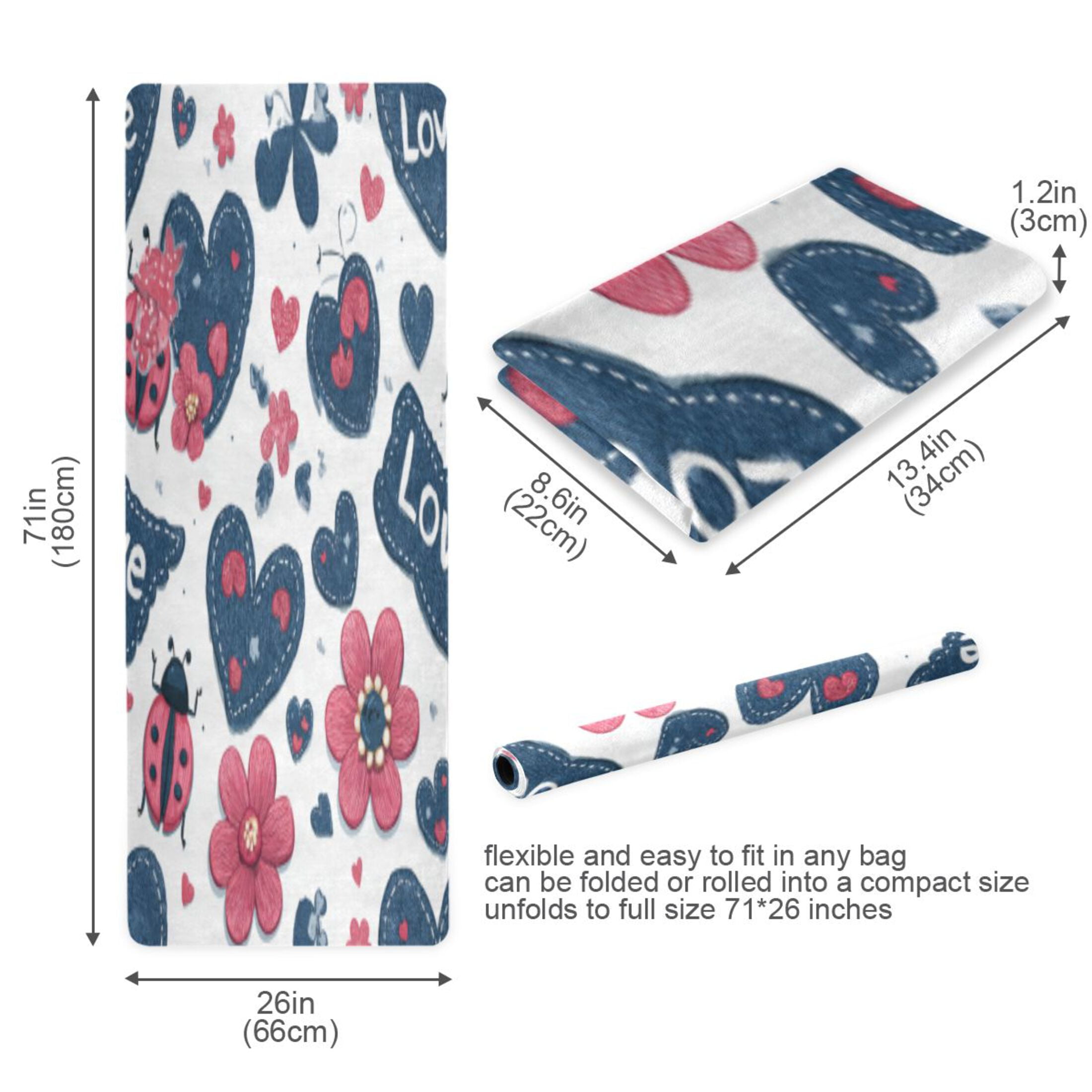 BZSMCE Yoga Mat Women Fitness Mat Denim Love Garden Pattern