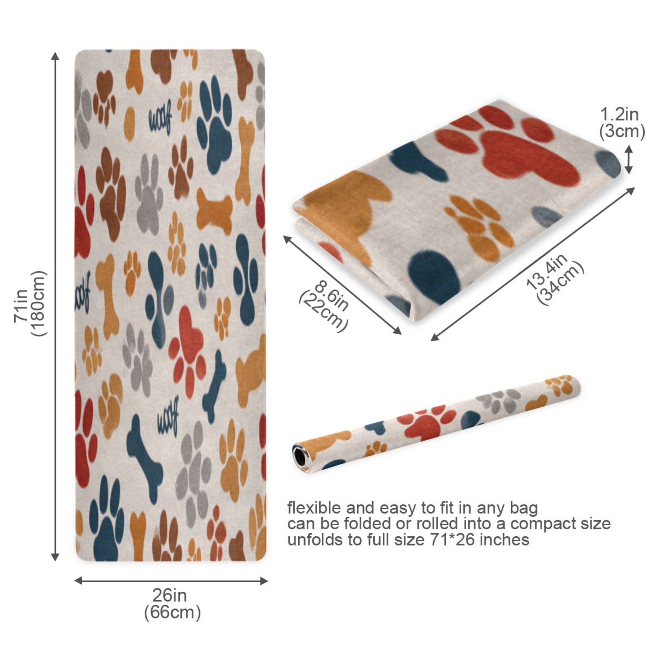 BZSMCE Yoga Mat Women Fitness Mat Earthy Paw Bone Collage Pattern