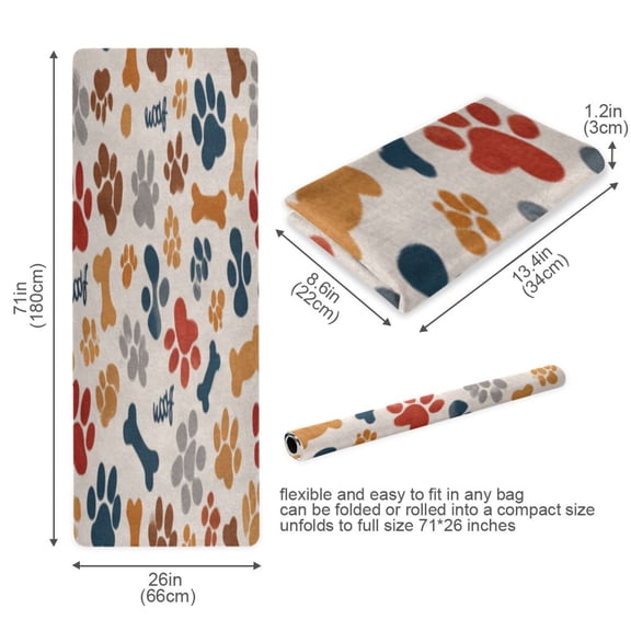 BZSMCE Yoga Mat Women Fitness Mat Earthy Paw Bone Collage Pattern