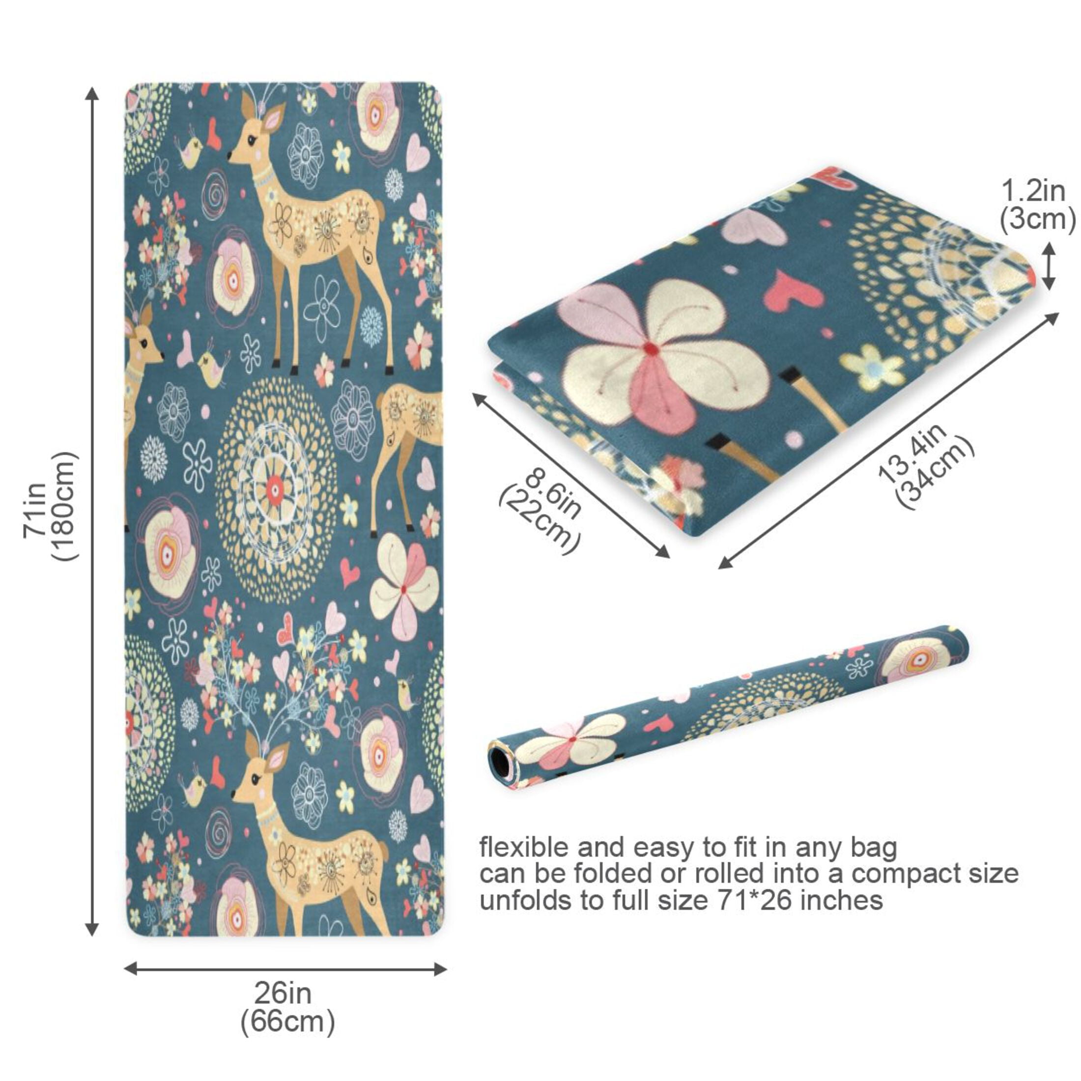 BZSMCE Yoga Mat Women Fitness Mat Elegant Deer Floral Night Pattern