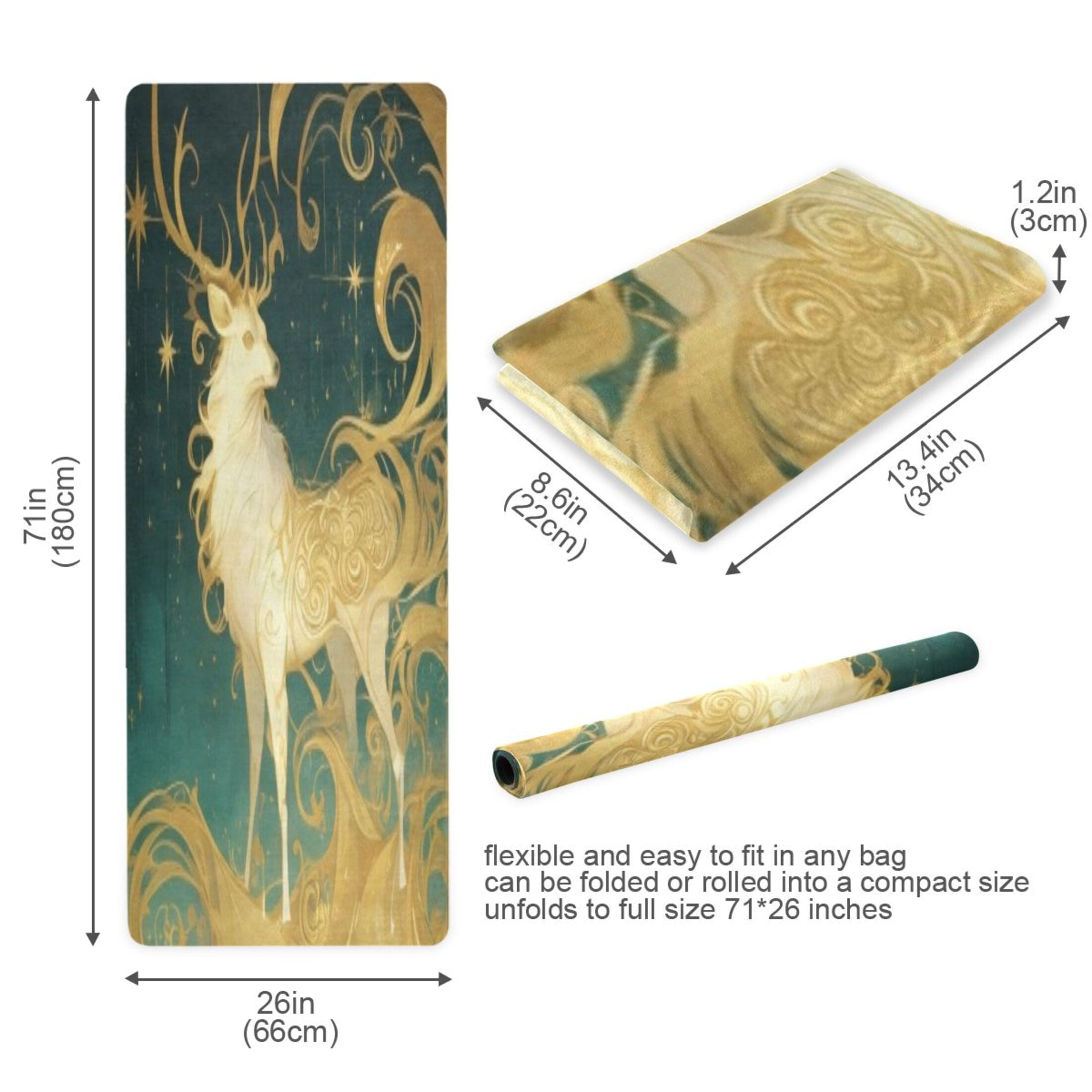 BZSMCE Yoga Mat Women Fitness Mat Elegant Gilded Deer Pattern