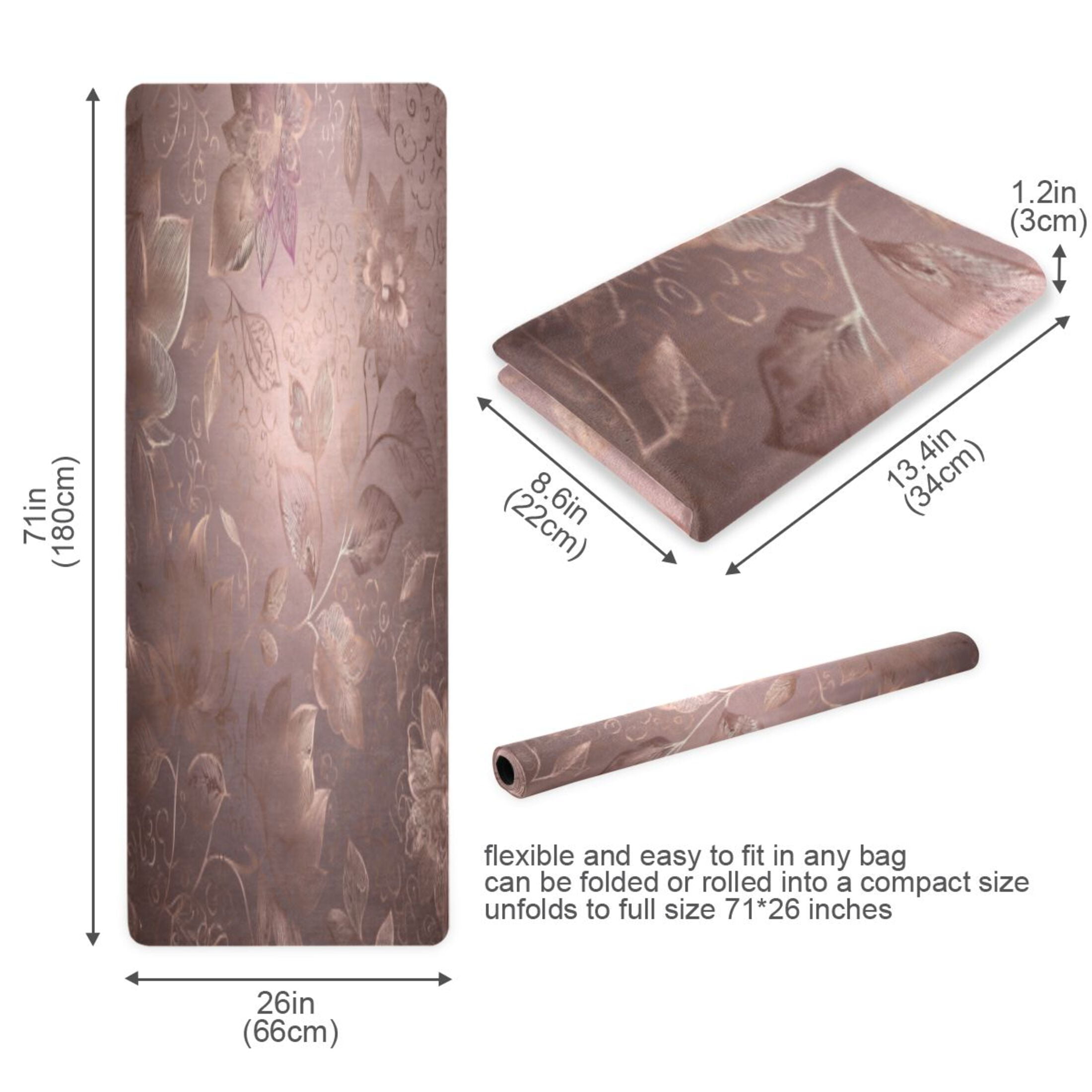 BZSMCE Yoga Mat Women Fitness Mat Elegant Gold Floral Tapestry Pattern