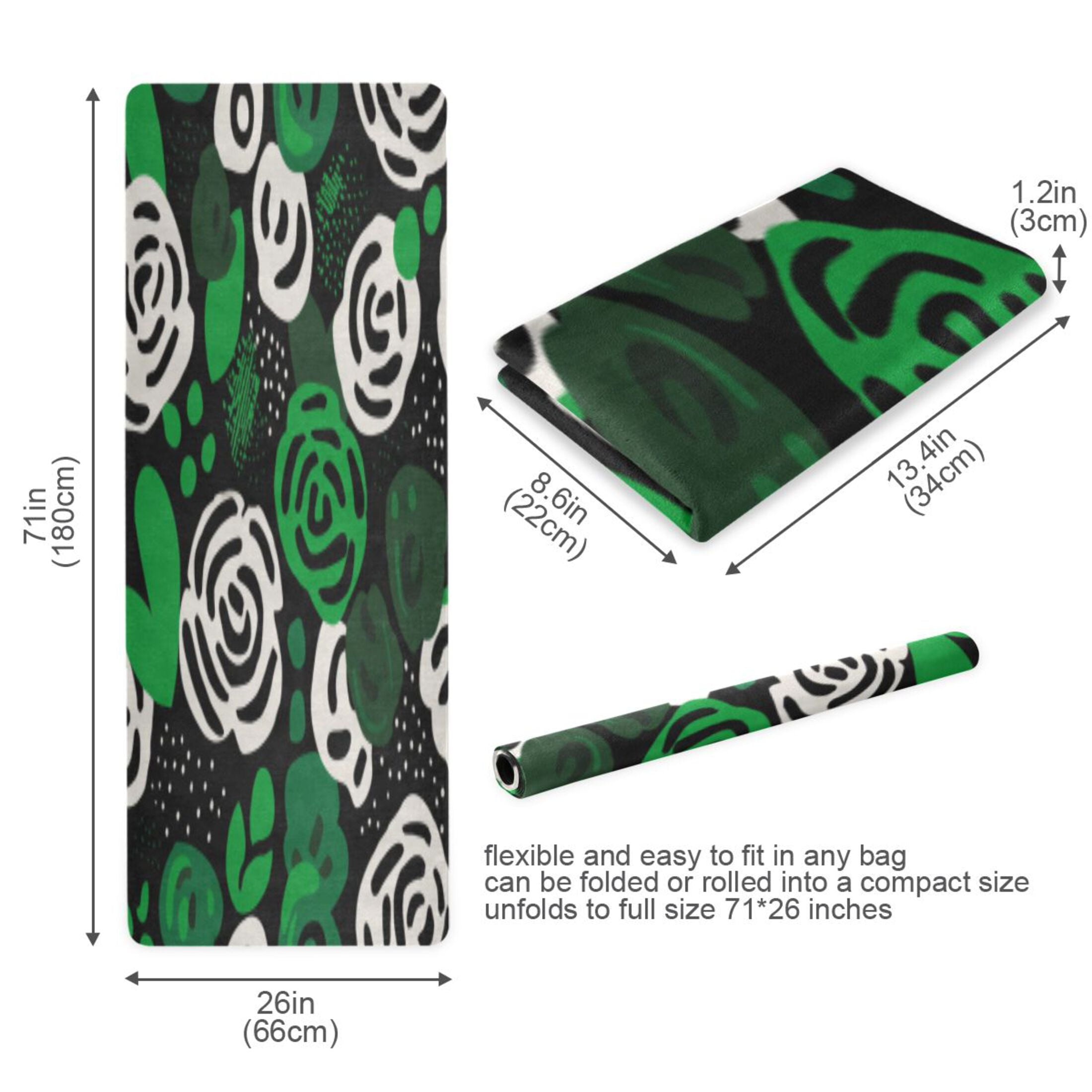 BZSMCE Yoga Mat Women Fitness Mat Emerald Rose Mosaic Magic Pattern