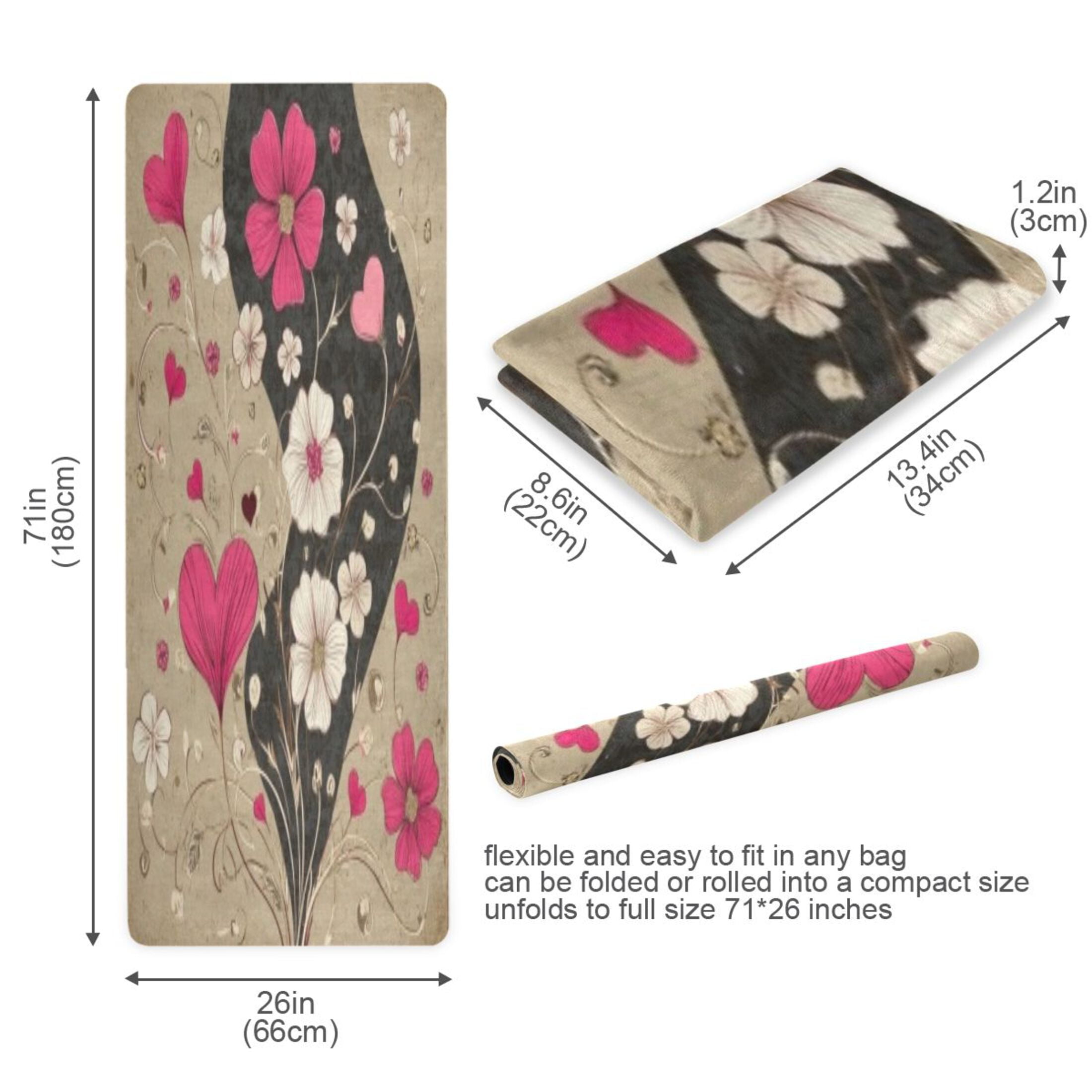 BZSMCE Yoga Mat Women Fitness Mat Floral Heart Duality Pattern
