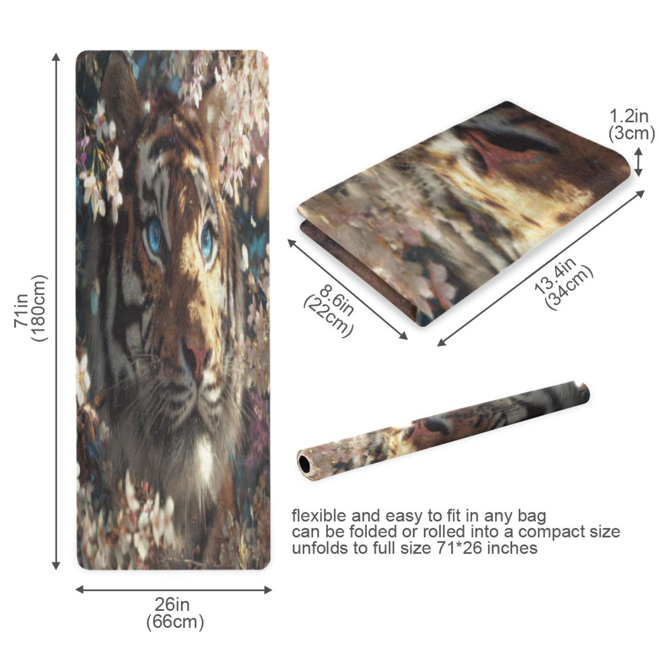 BZSMCE Yoga Mat Women Fitness Mat Floral Tiger Blue-eye Wonder Pattern