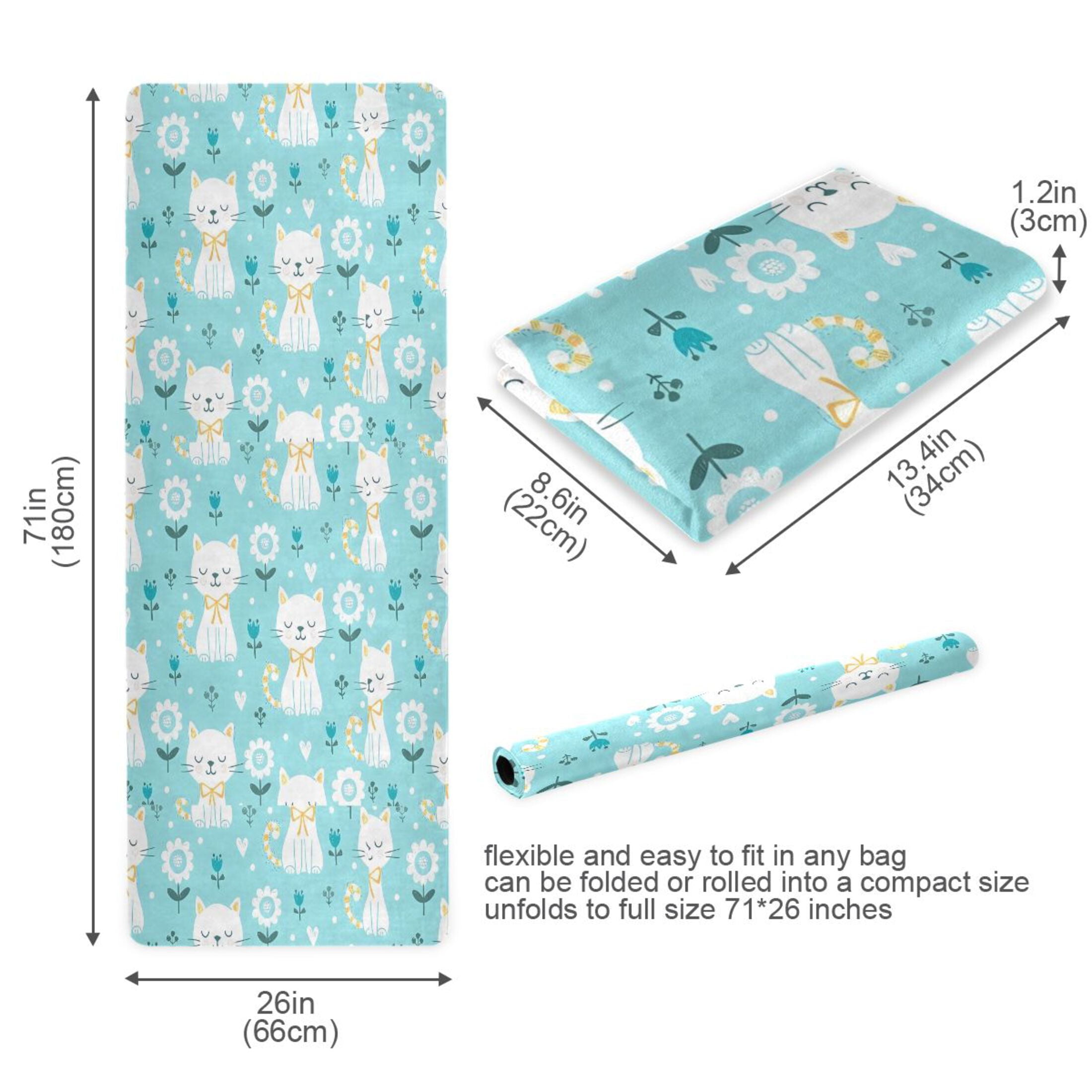 BZSMCE Yoga Mat Women Fitness Mat Flower White Cat Pattern