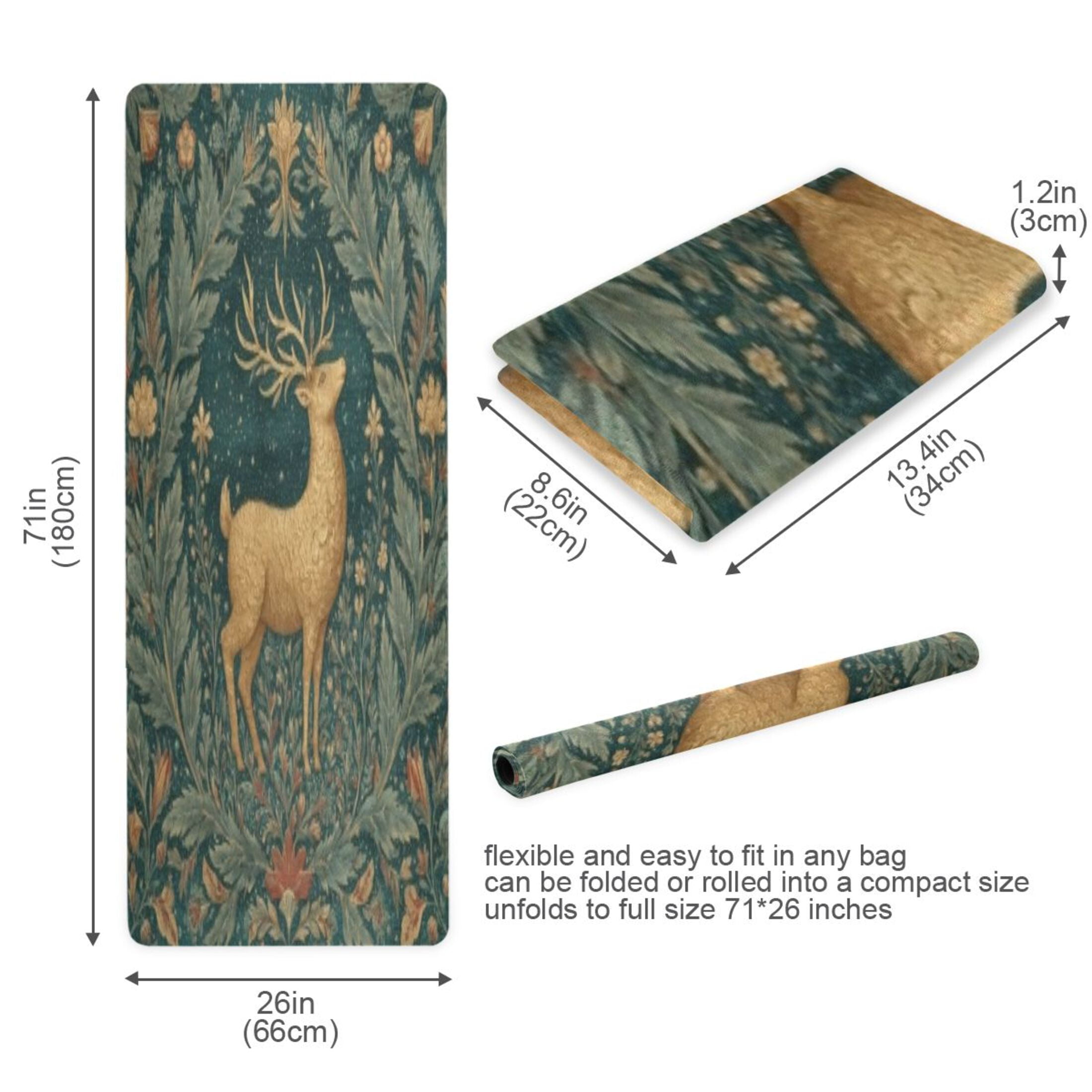 BZSMCE Yoga Mat Women Fitness Mat Gilded Stag Tapestry Pattern