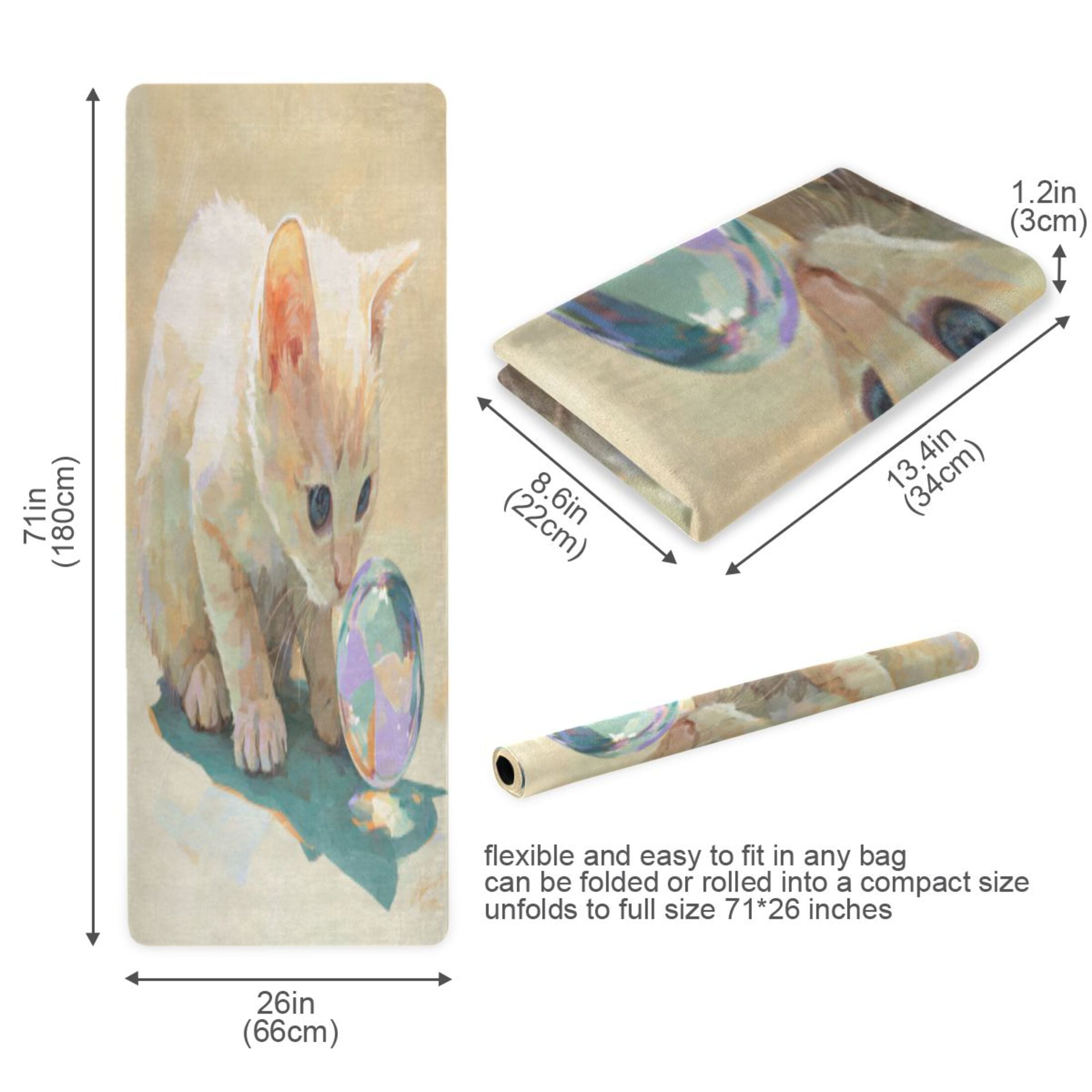 BZSMCE Yoga Mat Women Fitness Mat Ginger Kitten & Sphere Pattern