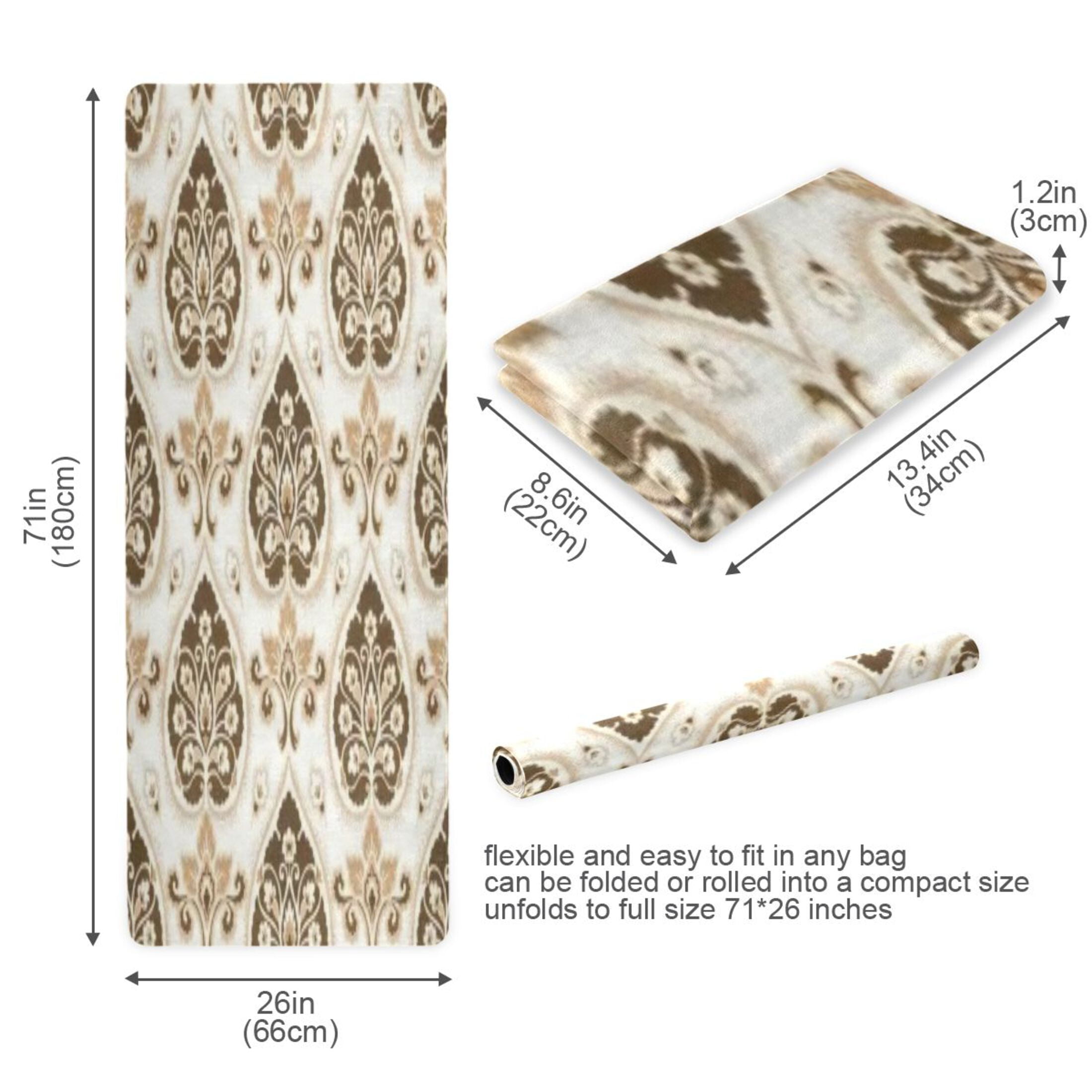 BZSMCE Yoga Mat Women Fitness Mat Gold Cream Ornate Damask Pattern
