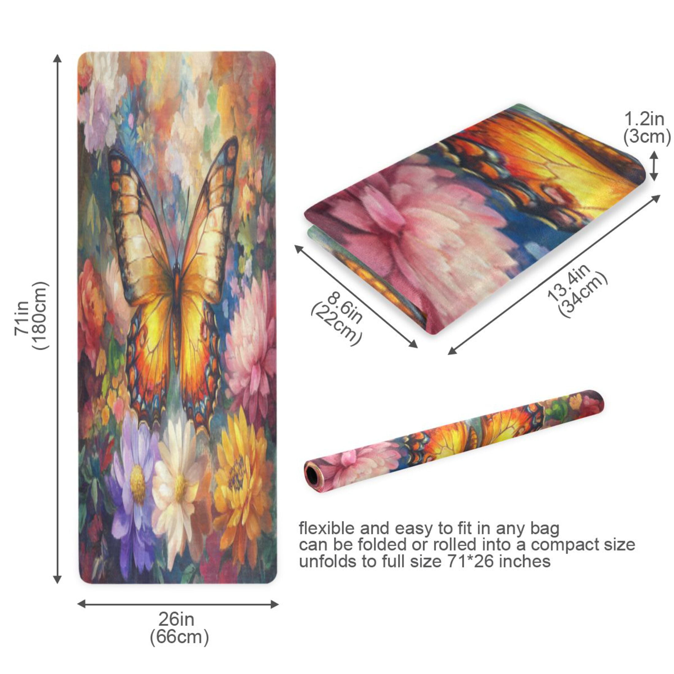 BZSMCE Yoga Mat Women Fitness Mat Golden Winged Beauty Pattern