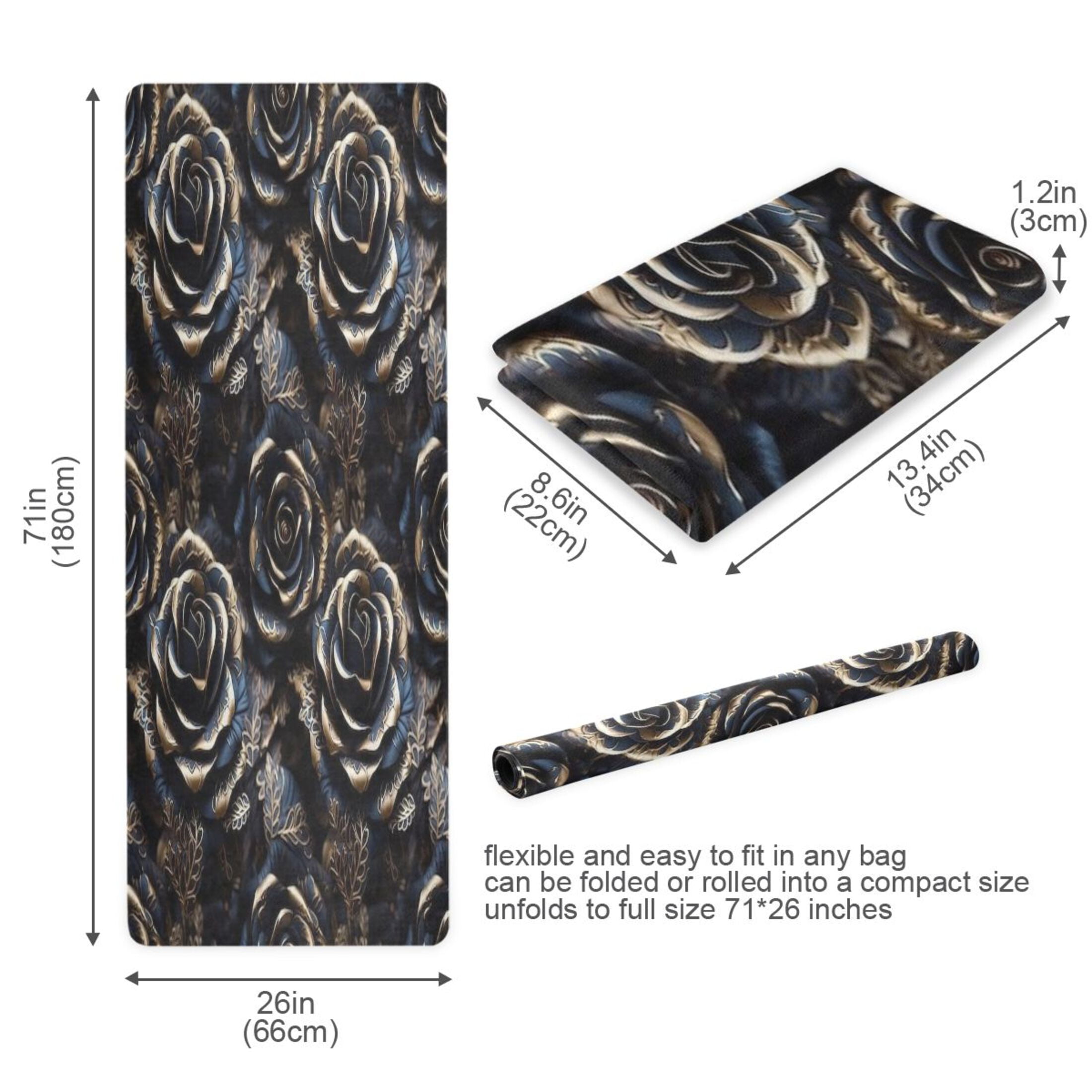 BZSMCE Yoga Mat Women Fitness Mat Gothic Black Rose Pattern