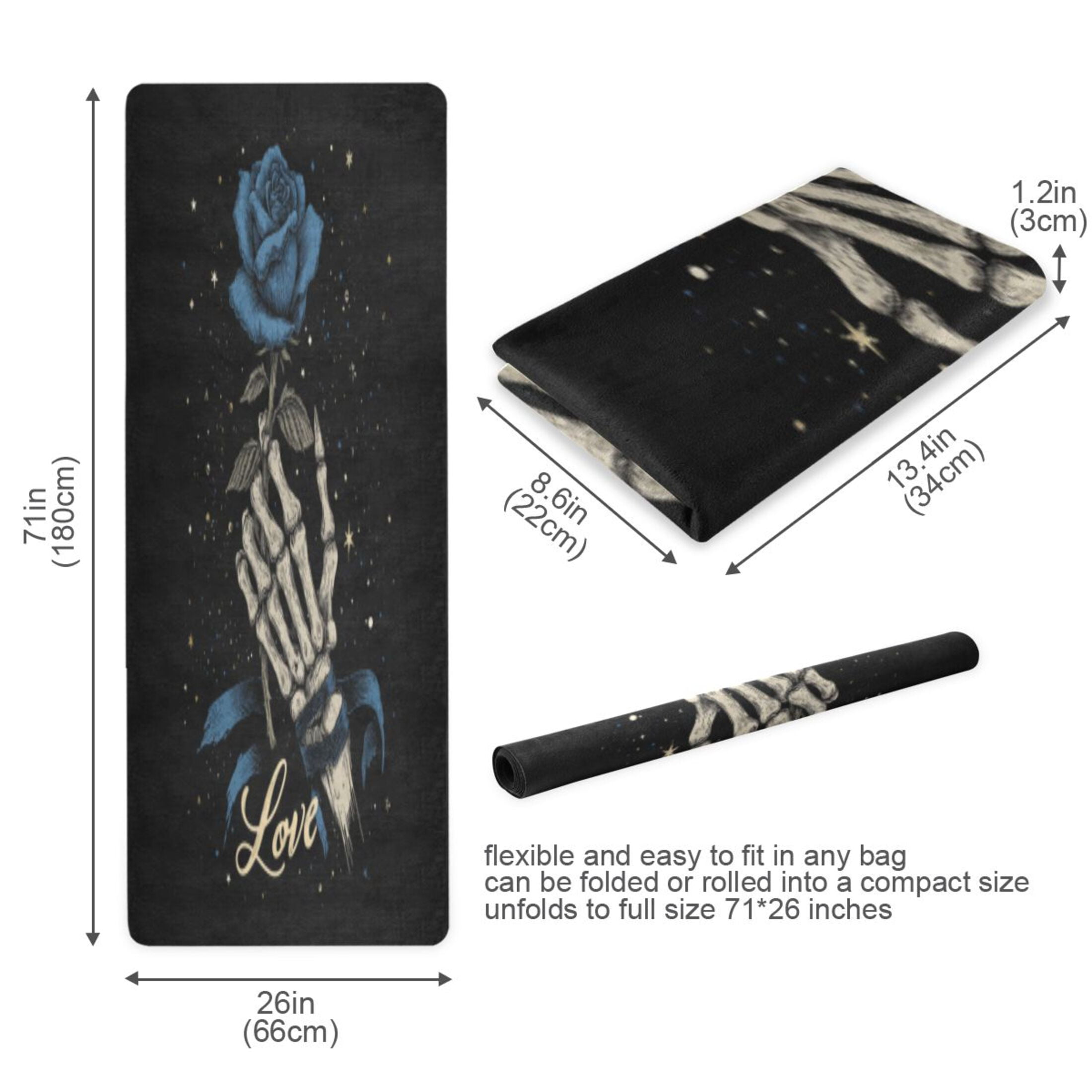 BZSMCE Yoga Mat Women Fitness Mat Gothic Stardust Rose Pattern