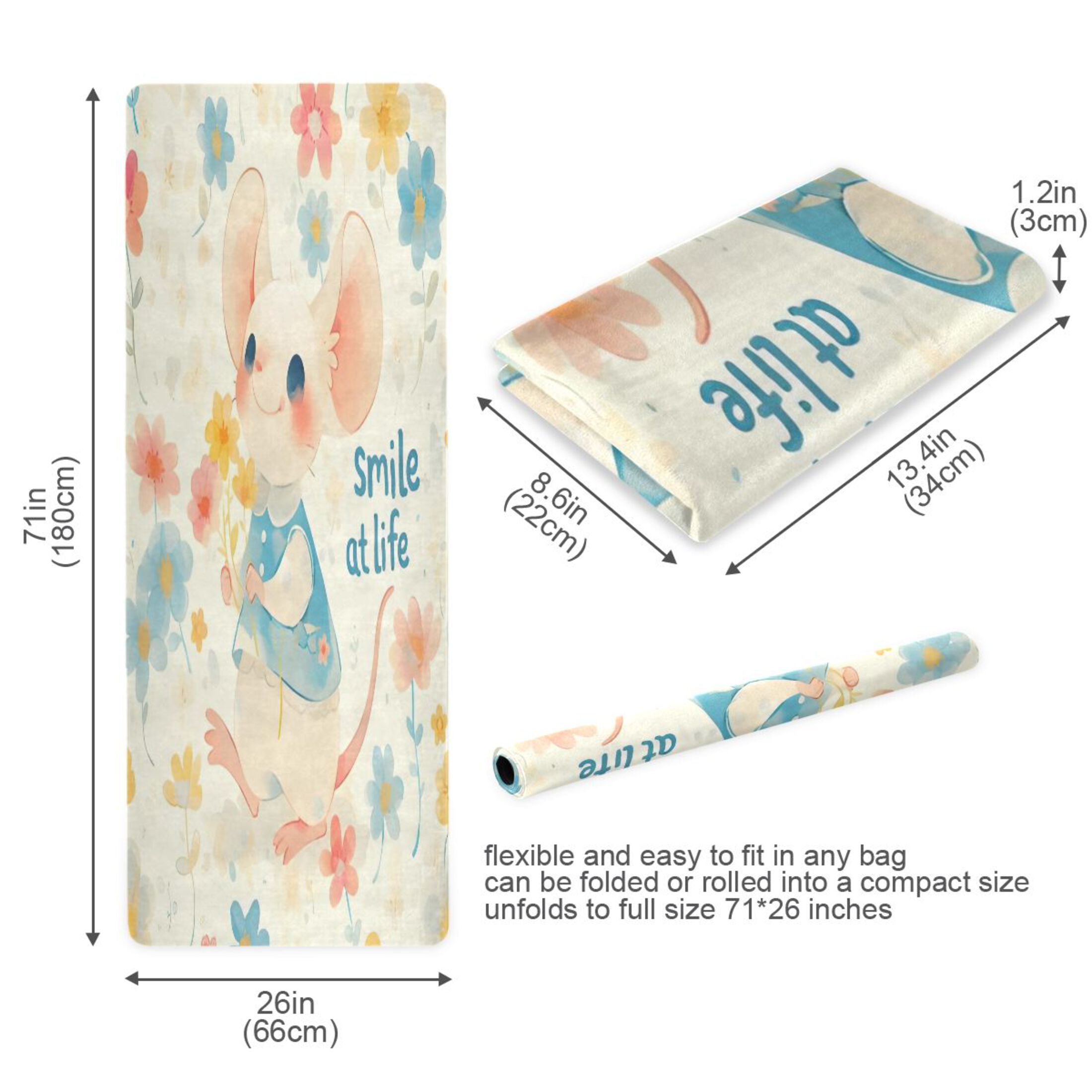 BZSMCE Yoga Mat Women Fitness Mat Imgi_62_ffyy4_cute_little_watercolor_mouse_in_pastel_blue_and_pink__hol_f9deeaf3-99e0-4af8-b3ae-7a86 Pattern