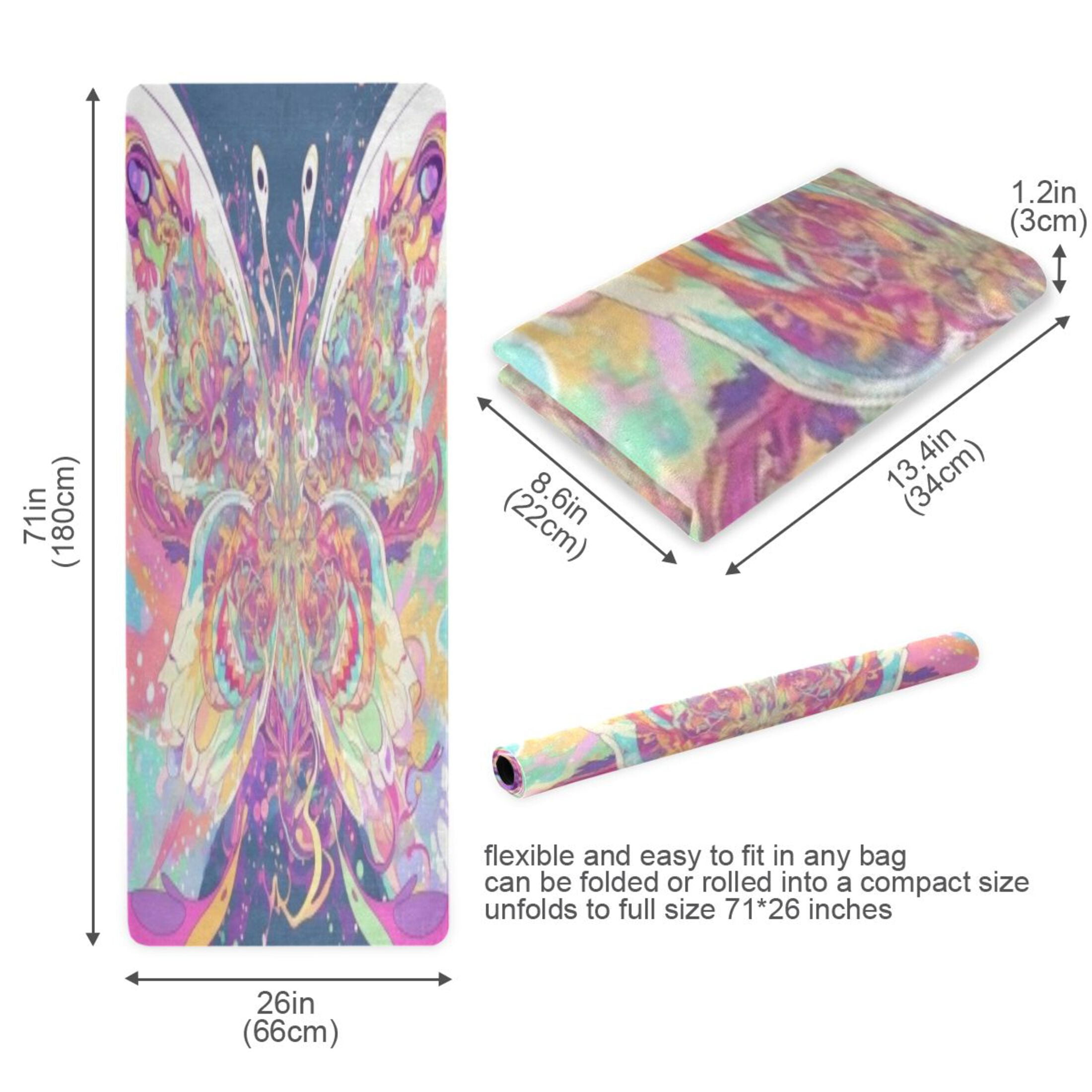 BZSMCE Yoga Mat Women Fitness Mat Iridescent Butterfly Pattern