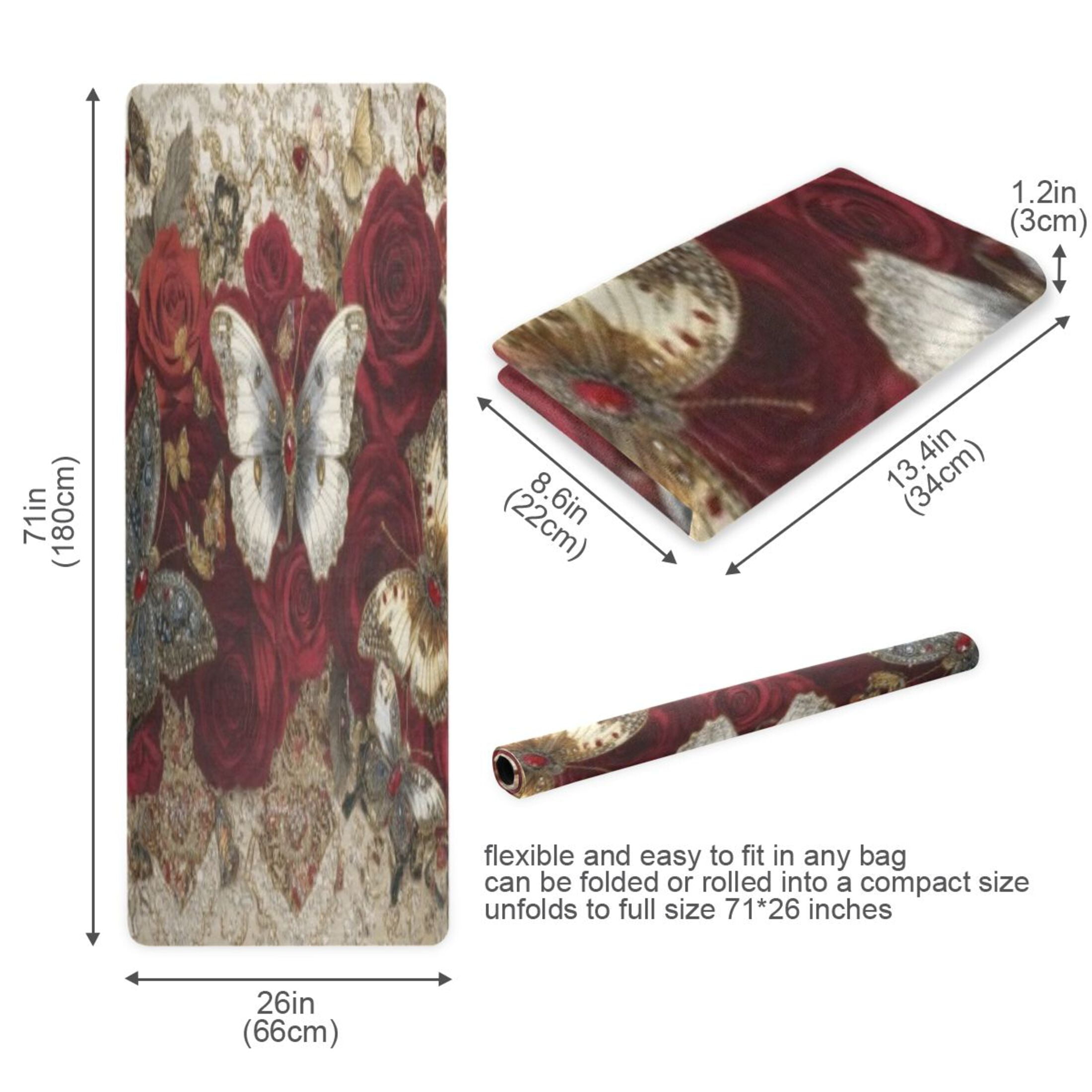 BZSMCE Yoga Mat Women Fitness Mat Ivory Butterfly Pattern