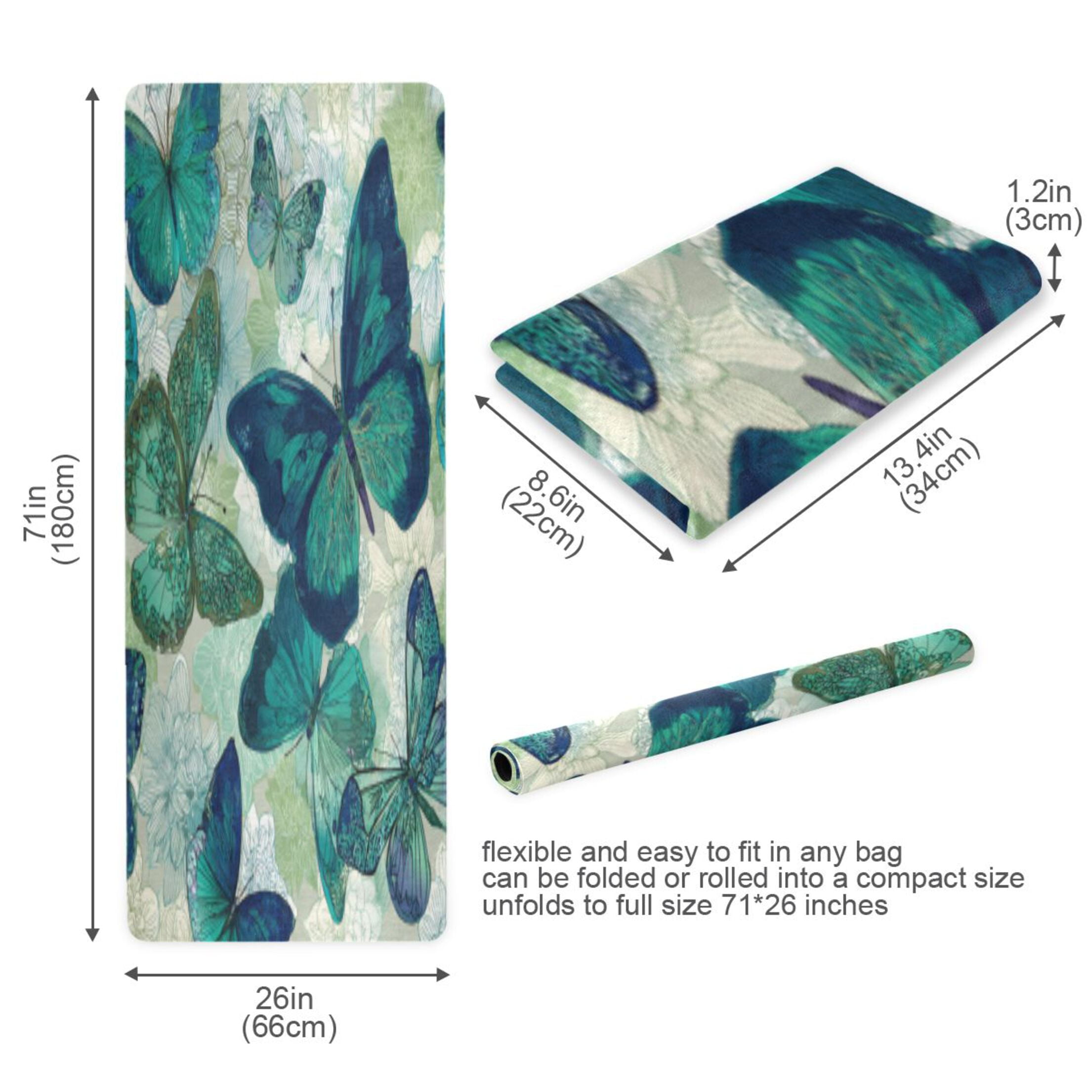 BZSMCE Yoga Mat Women Fitness Mat Jade Winged Butterfly Ballet Pattern