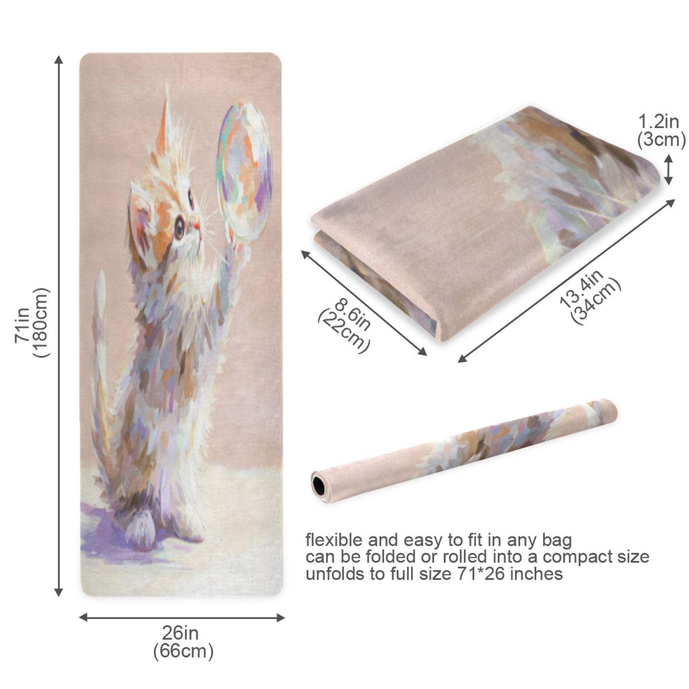 BZSMCE Yoga Mat Women Fitness Mat Kitten & Bubble Pattern