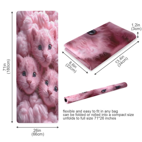 BZSMCE Yoga Mat Women Fitness Mat Kitten Dreams in Puff Pattern