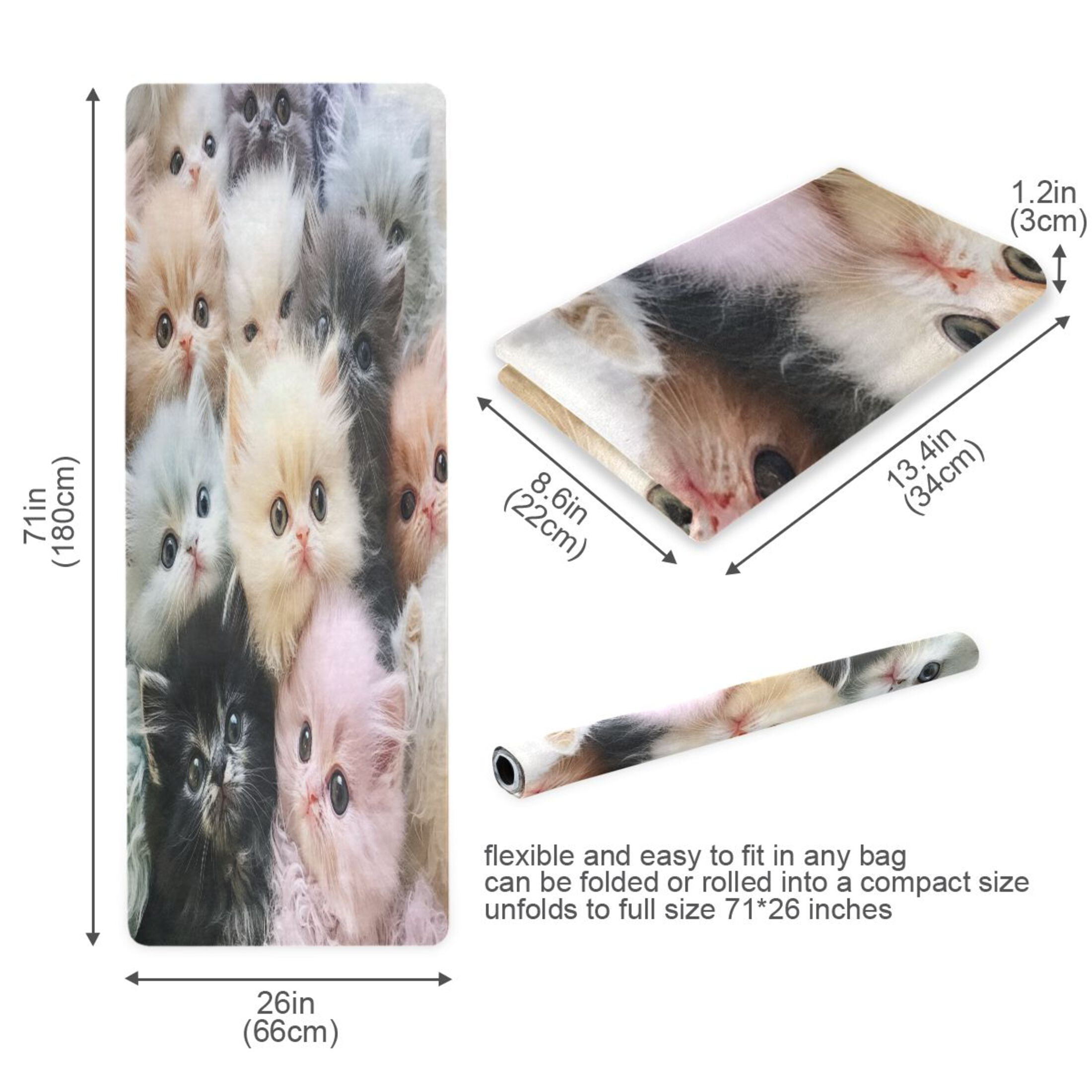 BZSMCE Yoga Mat Women Fitness Mat Kittens’ Whimsical Wonderland Pattern
