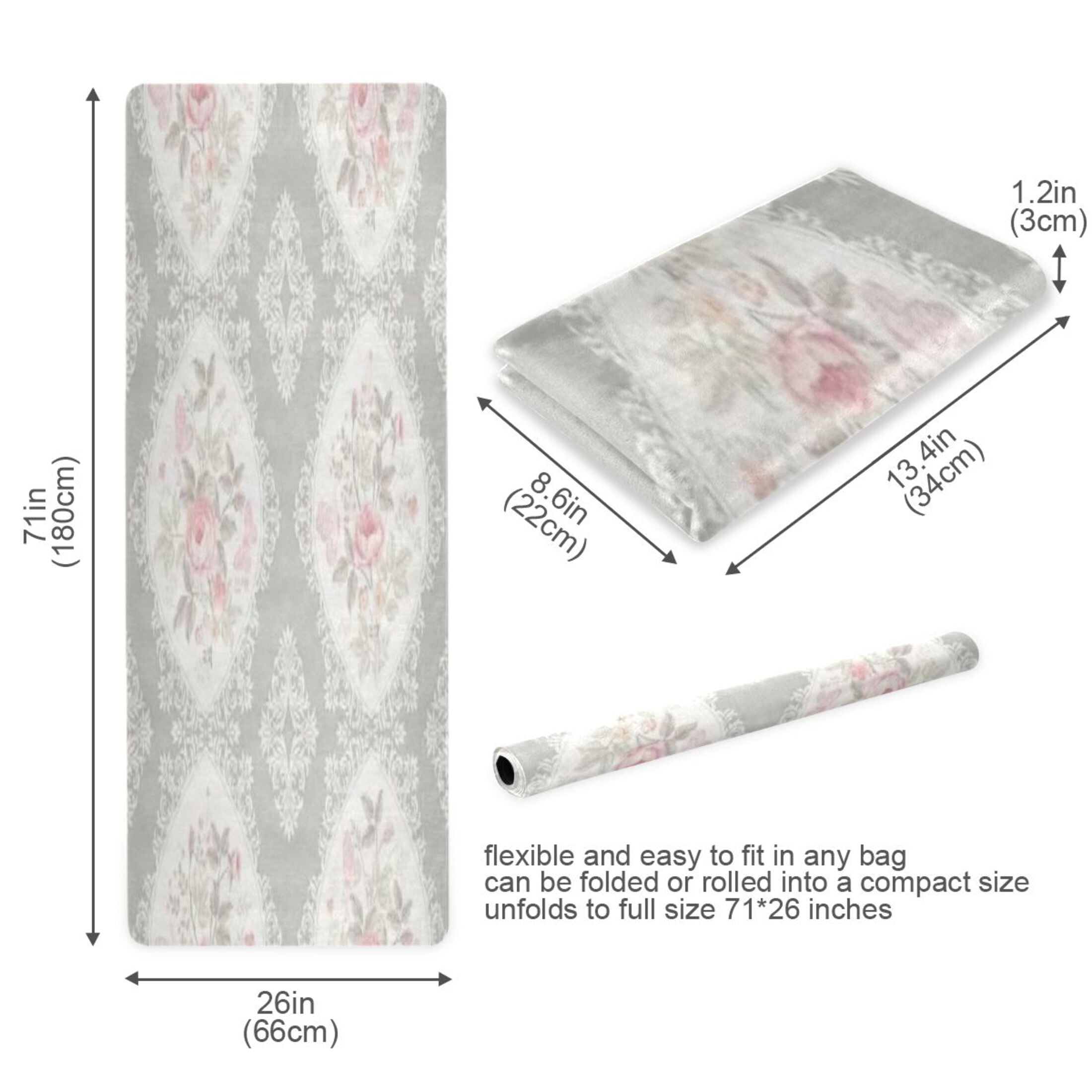 BZSMCE Yoga Mat Women Fitness Mat Light Gray Floral Medallion Pattern