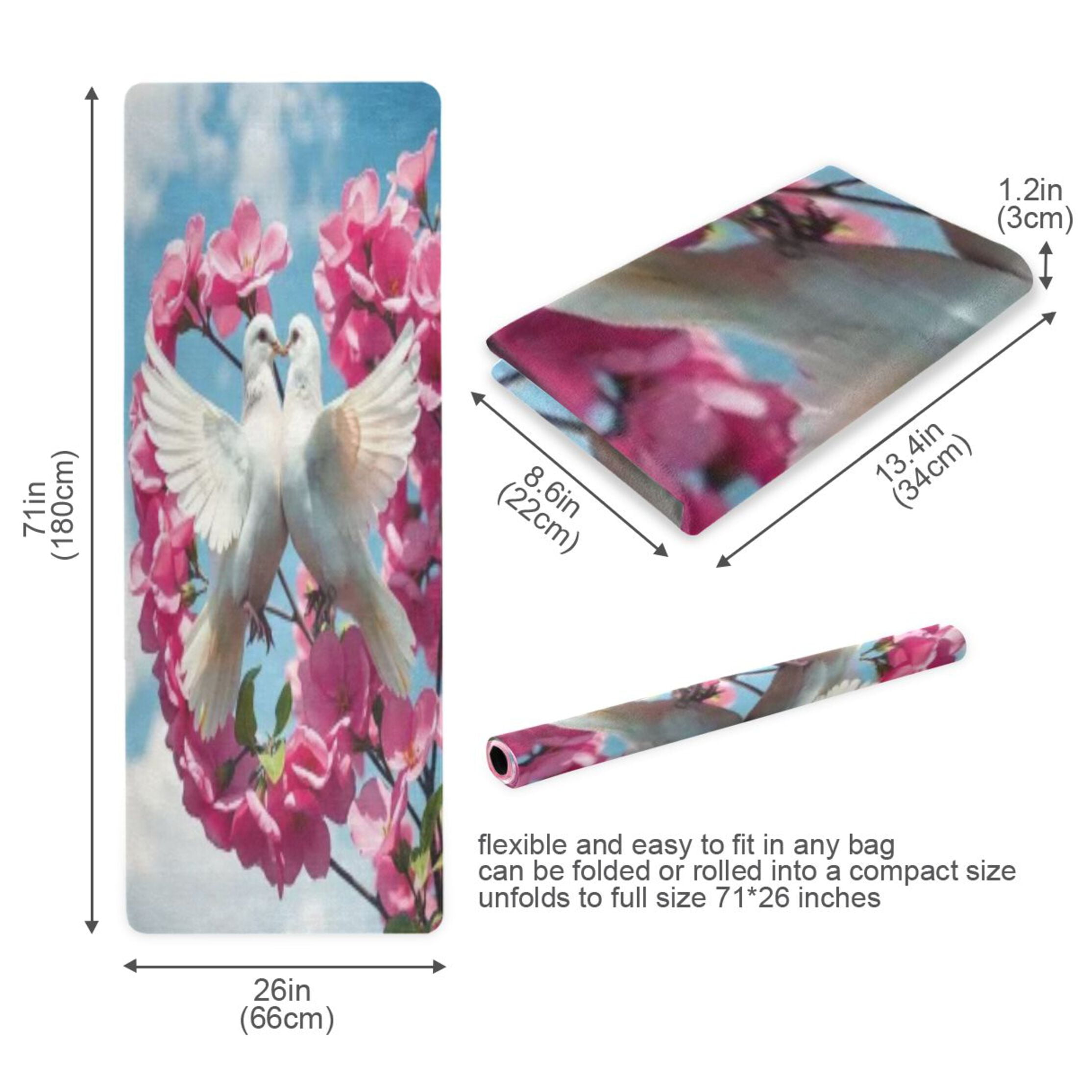 BZSMCE Yoga Mat Women Fitness Mat Love in Bloom Pattern