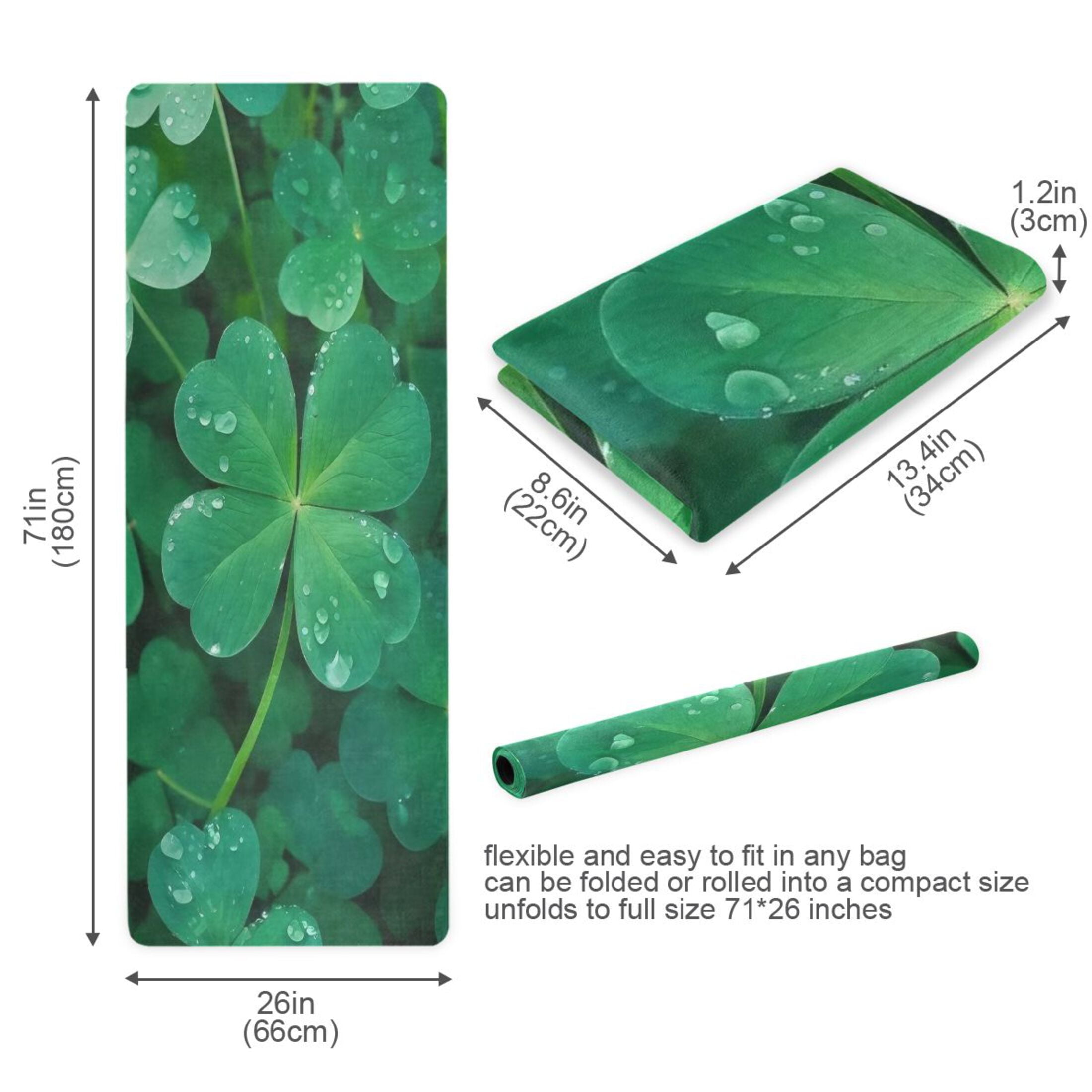 BZSMCE Yoga Mat Women Fitness Mat Lucky Clover Pattern