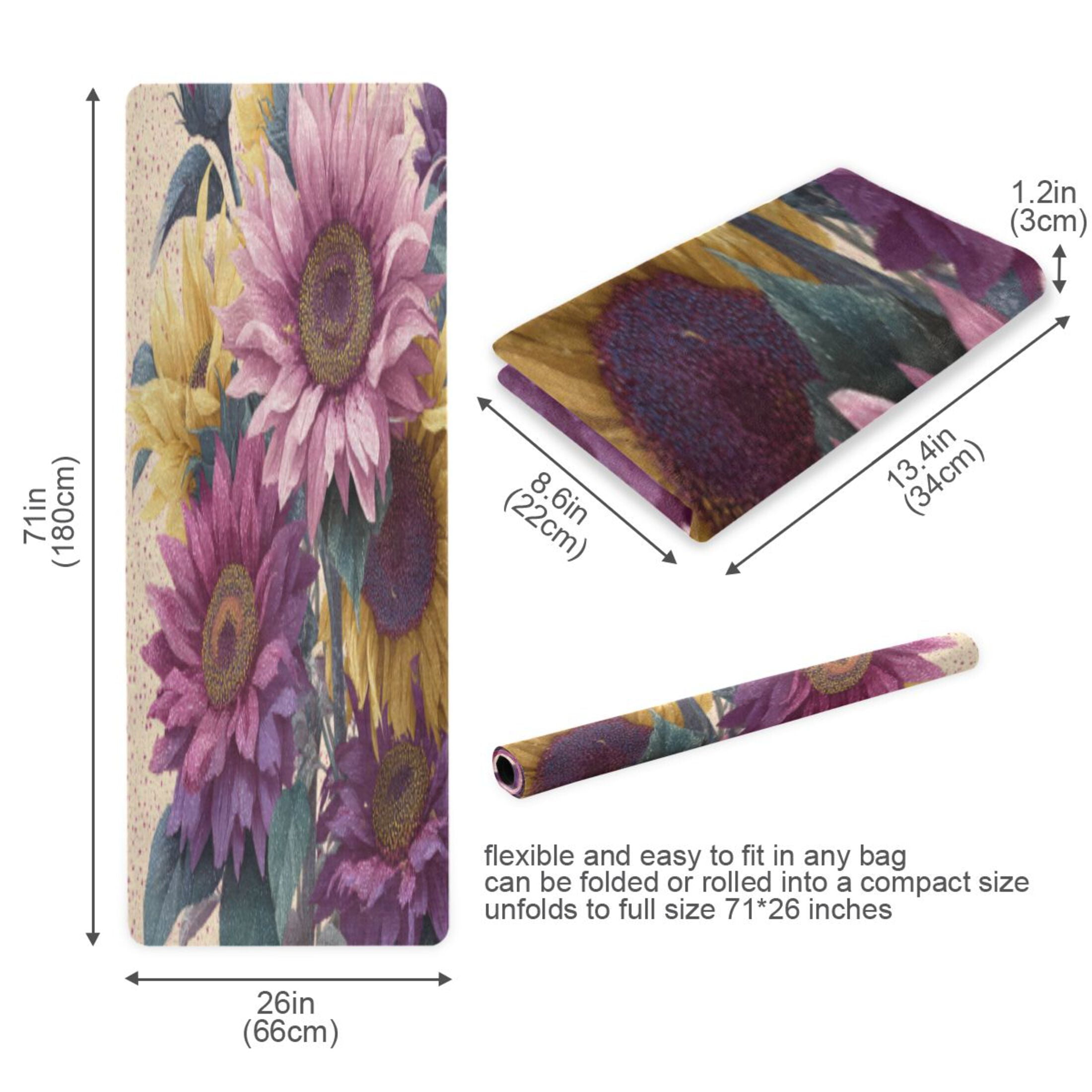 BZSMCE Yoga Mat Women Fitness Mat Majestic Sunflower Bloom Pattern