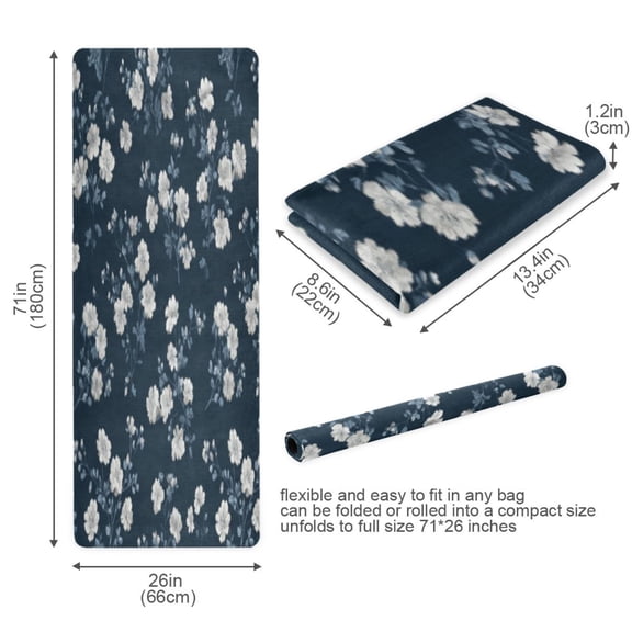 BZSMCE Yoga Mat Women Fitness Mat Midnight Blossom Tapestry Pattern