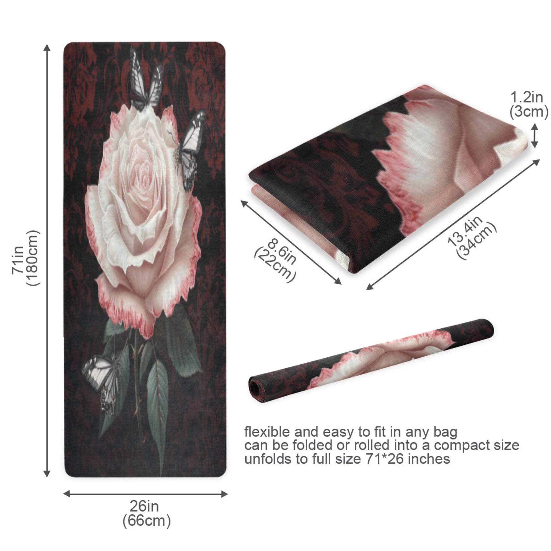 BZSMCE Yoga Mat Women Fitness Mat Midnight Ros Pattern