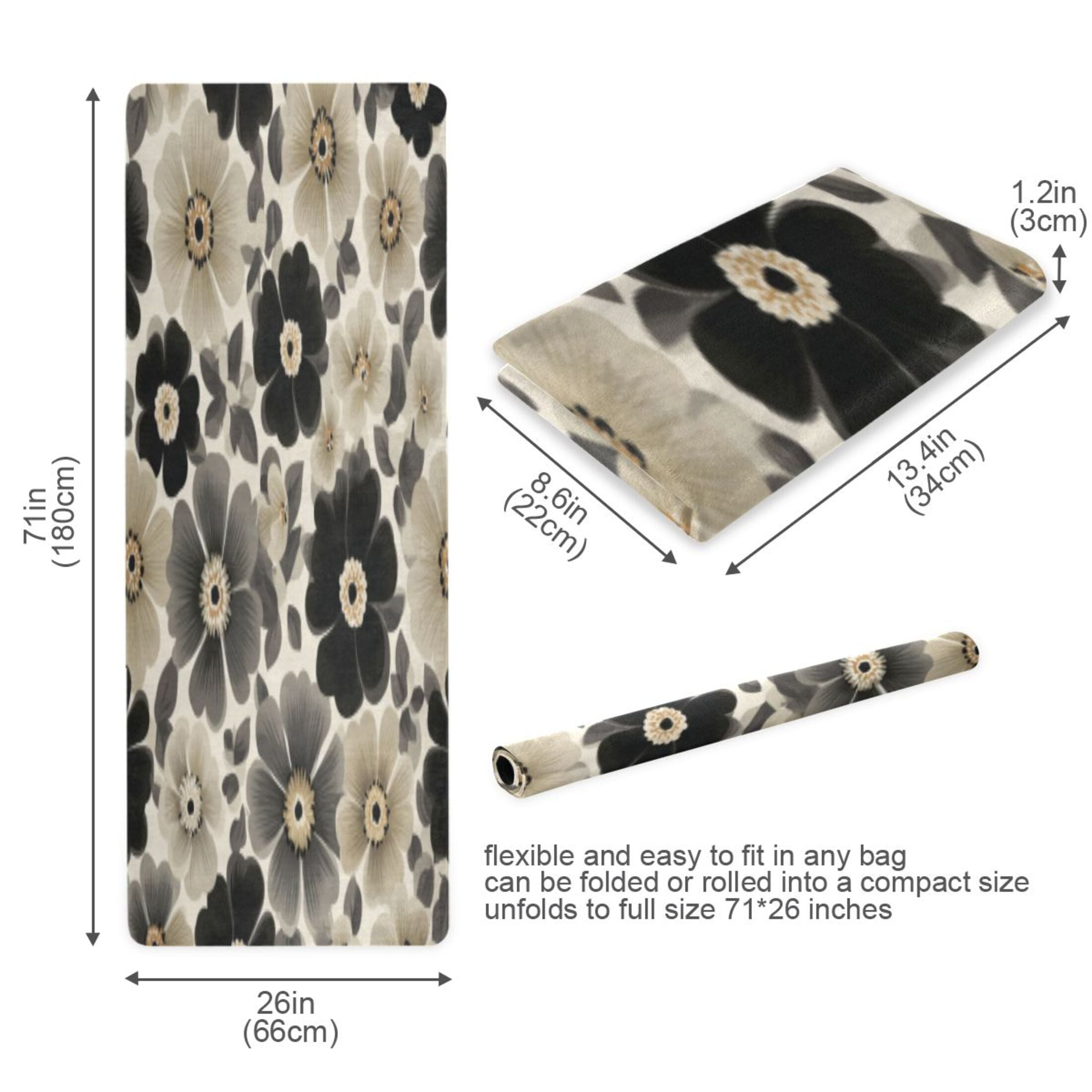 BZSMCE Yoga Mat Women Fitness Mat Monochrome Floral Dreamscape Pattern