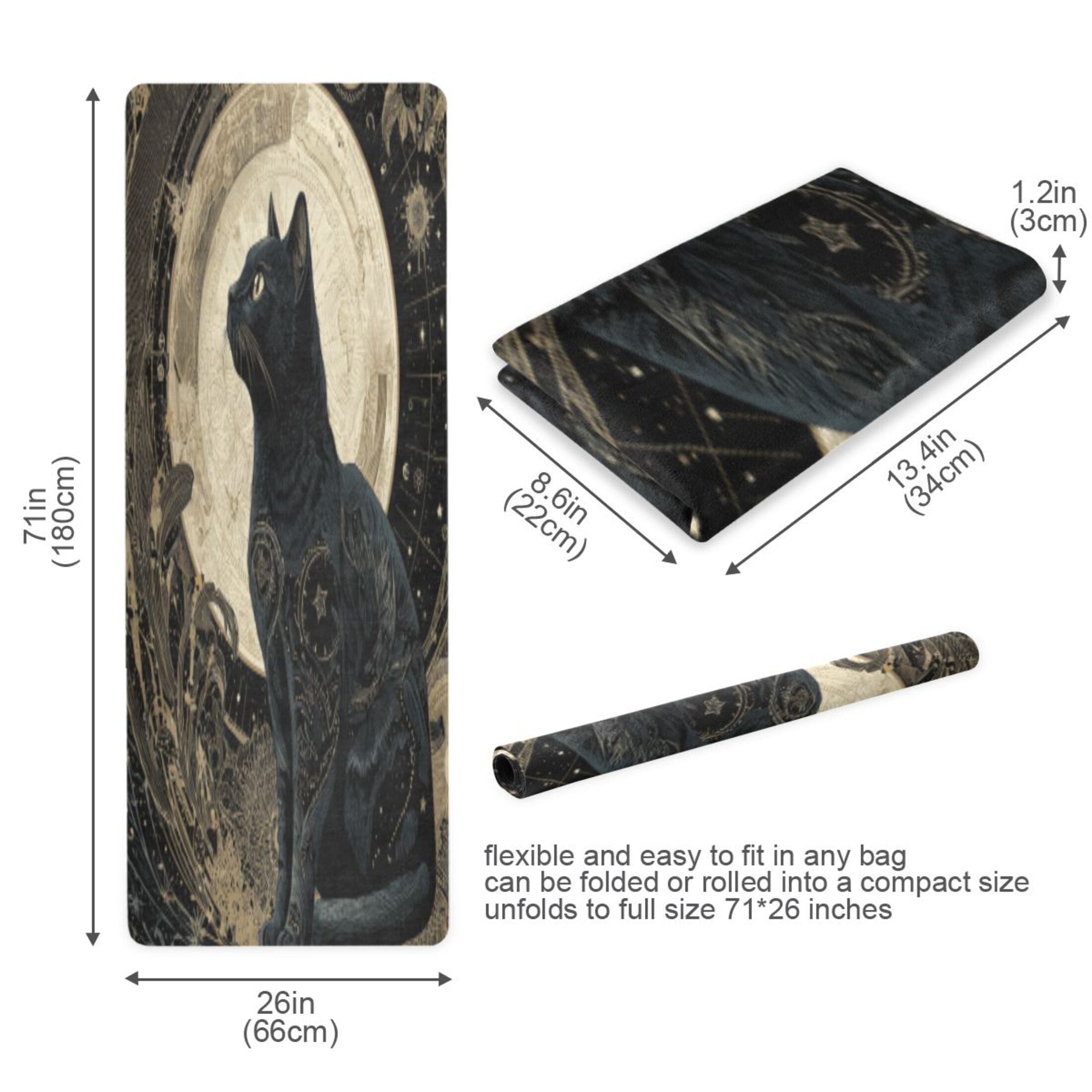 BZSMCE Yoga Mat Women Fitness Mat Moonlit Black Cat Pattern
