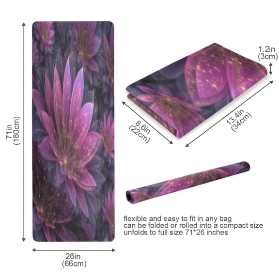 BZSMCE Yoga Mat Women Fitness Mat Mystic Purple Lotus Pattern