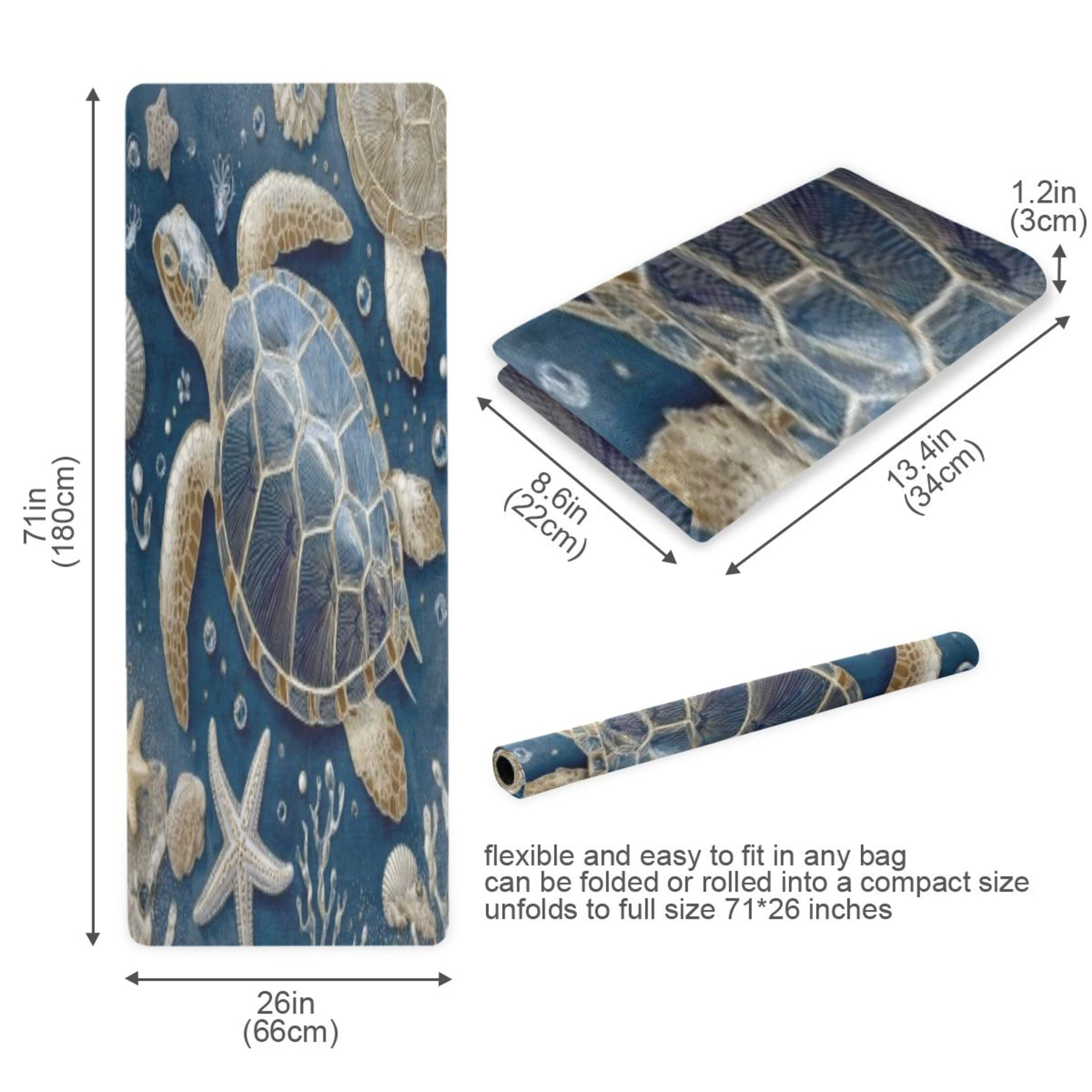 BZSMCE Yoga Mat Women Fitness Mat Navy Beaded Sea Turtle Pattern