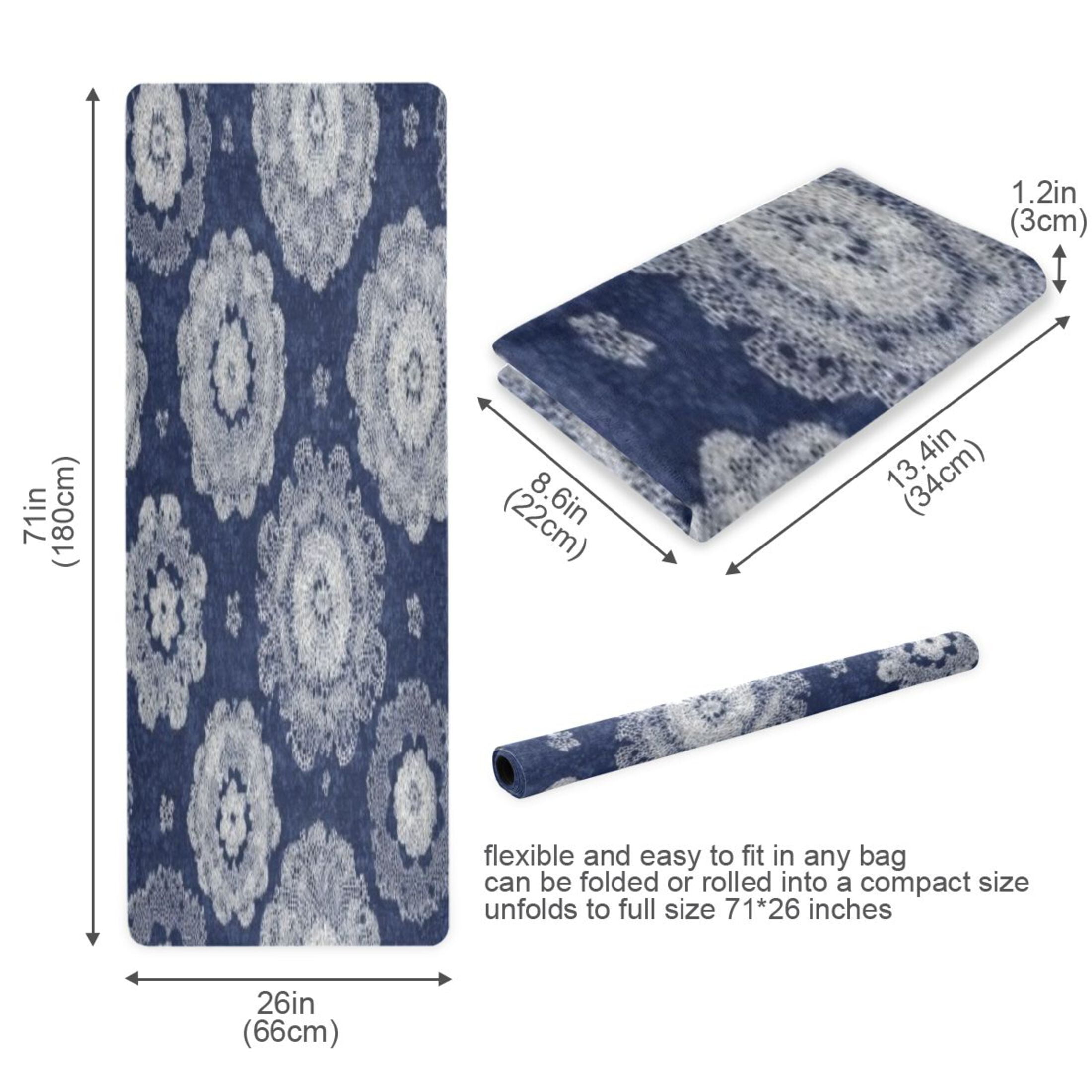 BZSMCE Yoga Mat Women Fitness Mat Navy Intricate Floral Pattern
