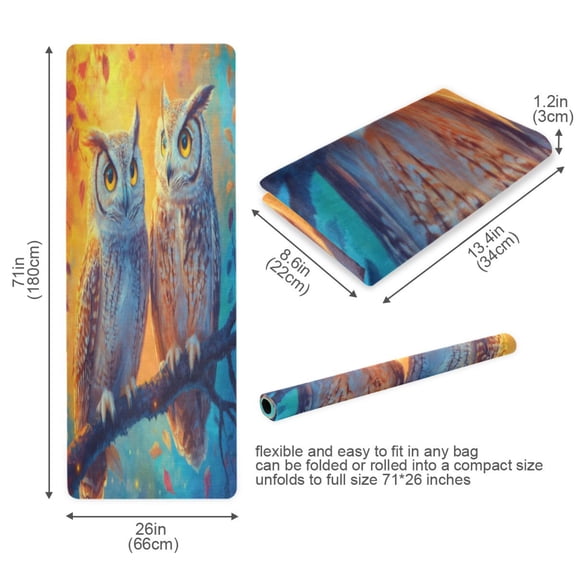 BZSMCE Yoga Mat Women Fitness Mat Night Owls Pattern