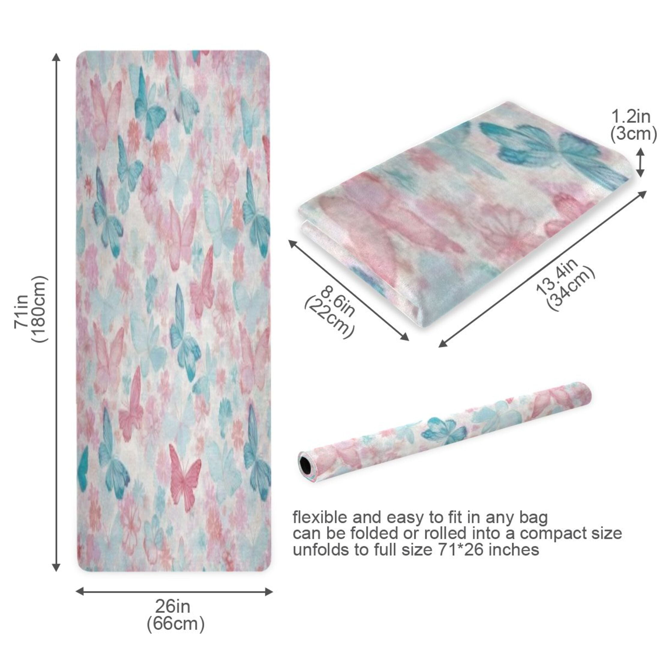 BZSMCE Yoga Mat Women Fitness Mat Pastel Butterfly-petal Mist Pattern