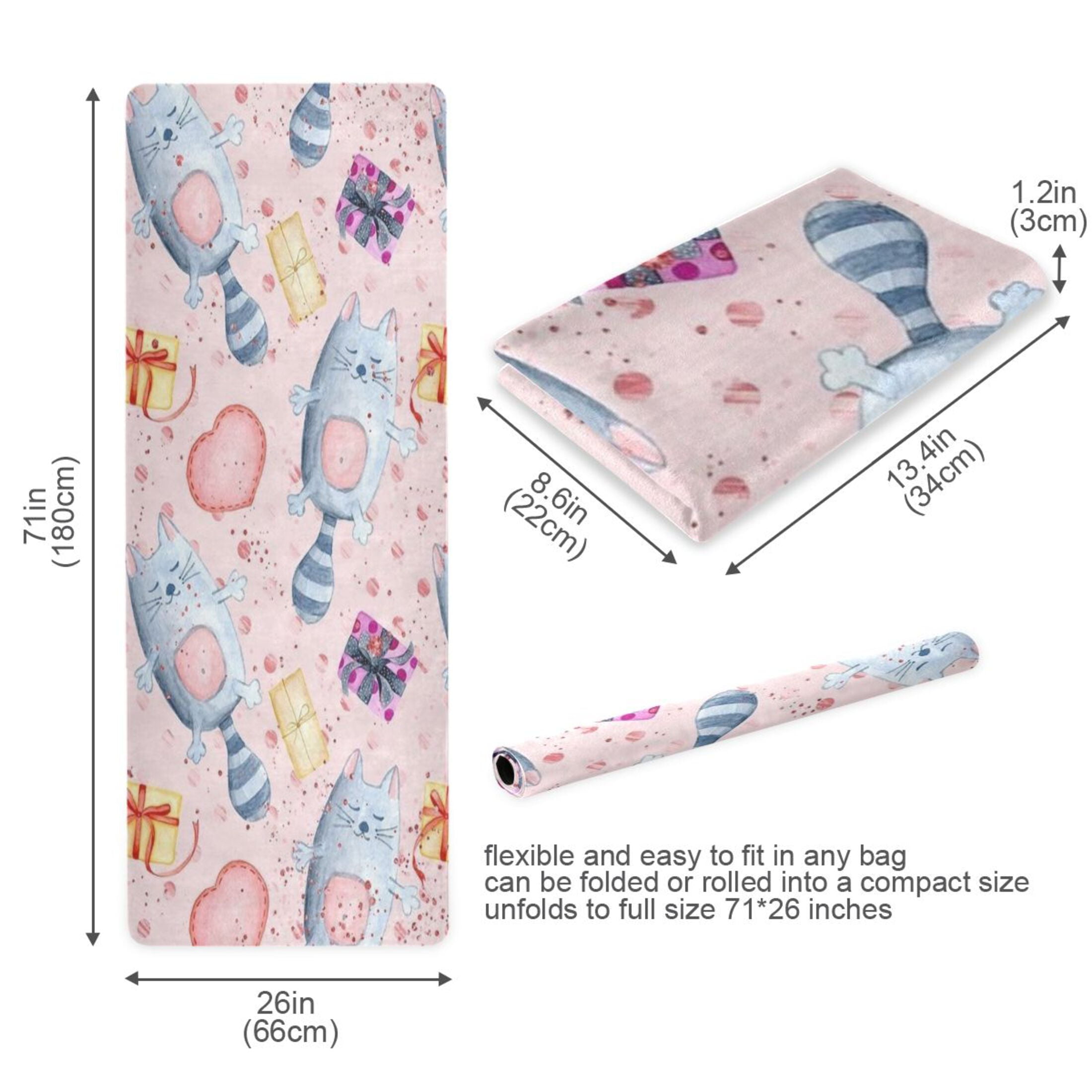 BZSMCE Yoga Mat Women Fitness Mat Pastel Cat Gift Carnival Pattern