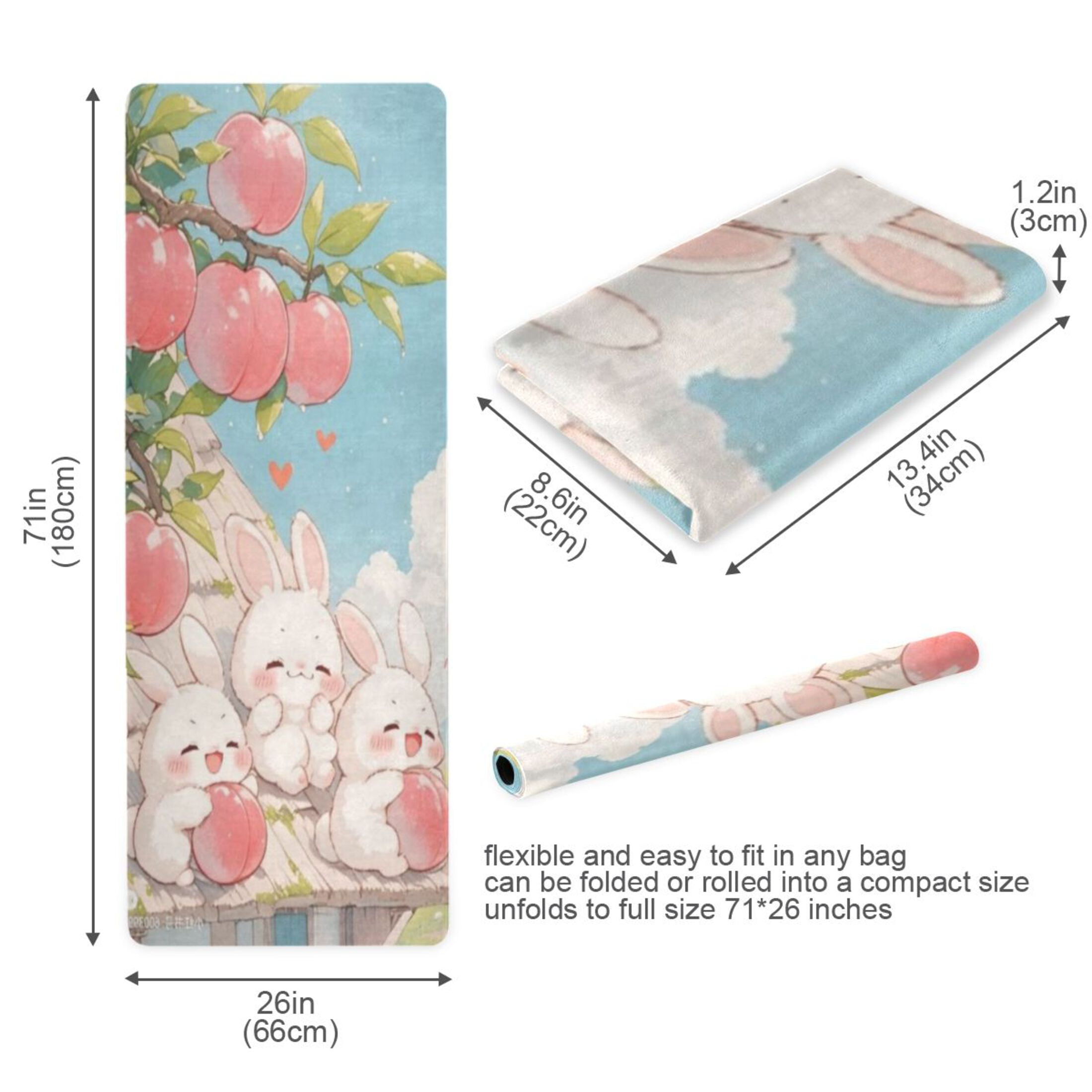 BZSMCE Yoga Mat Women Fitness Mat Peach Pile Bunnies Pattern