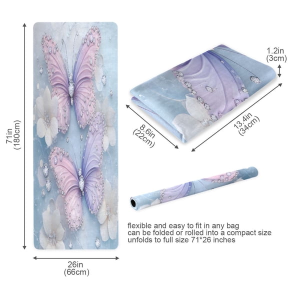 BZSMCE Yoga Mat Women Fitness Mat Pearl Blossom Butterfly Pattern