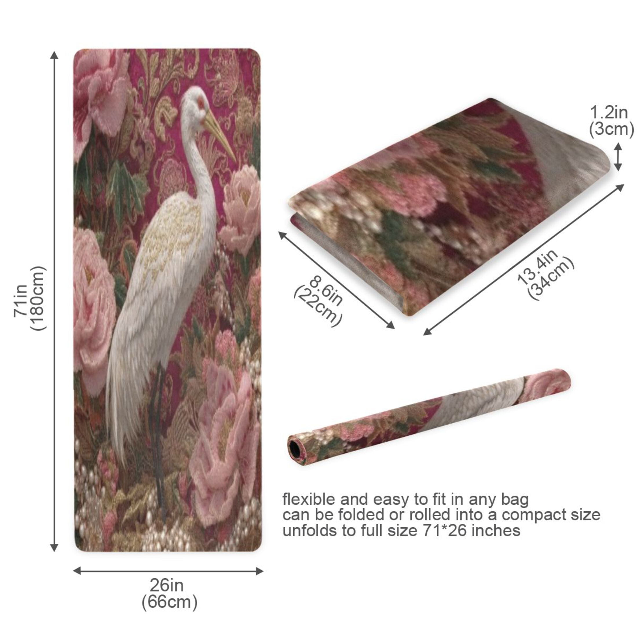 BZSMCE Yoga Mat Women Fitness Mat Pearl Floral Crane Pattern