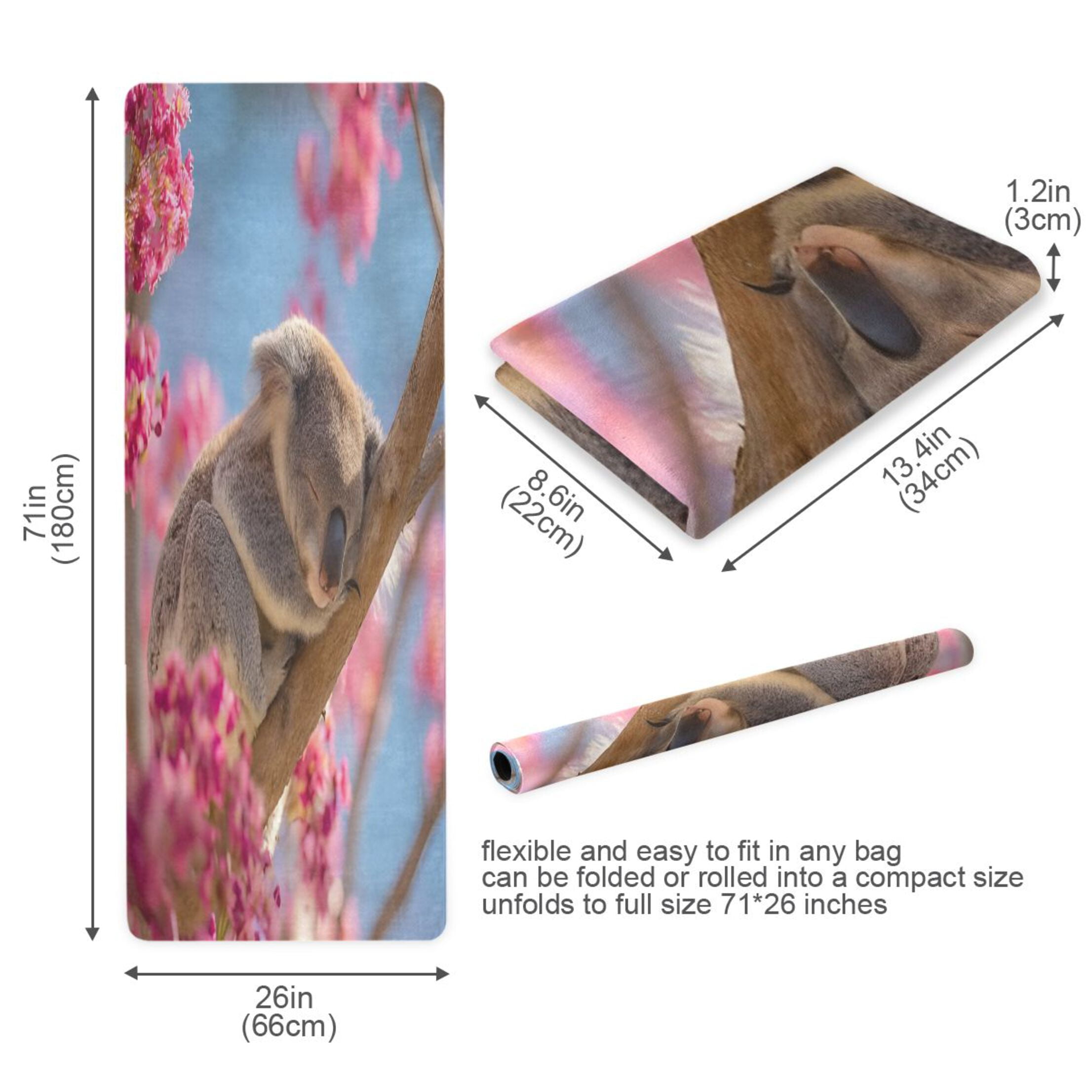 BZSMCE Yoga Mat Women Fitness Mat Pink Bloom Koala Pattern