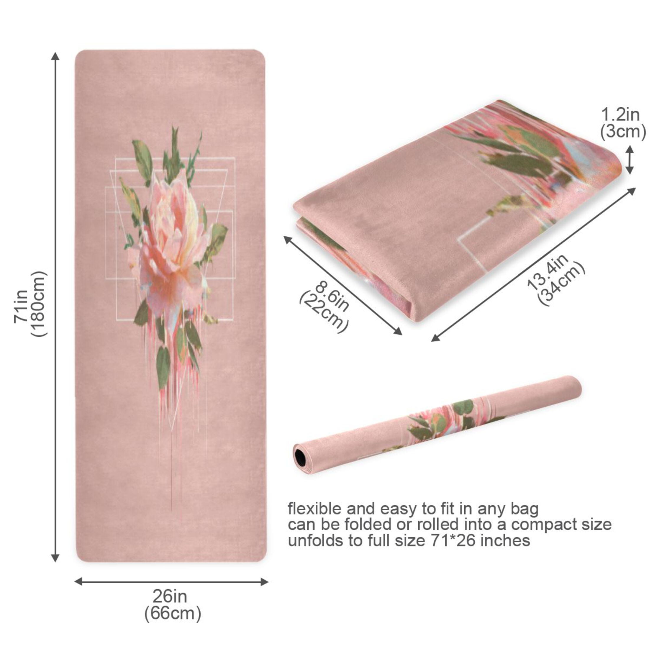 BZSMCE Yoga Mat Women Fitness Mat Pink Blossom Pattern