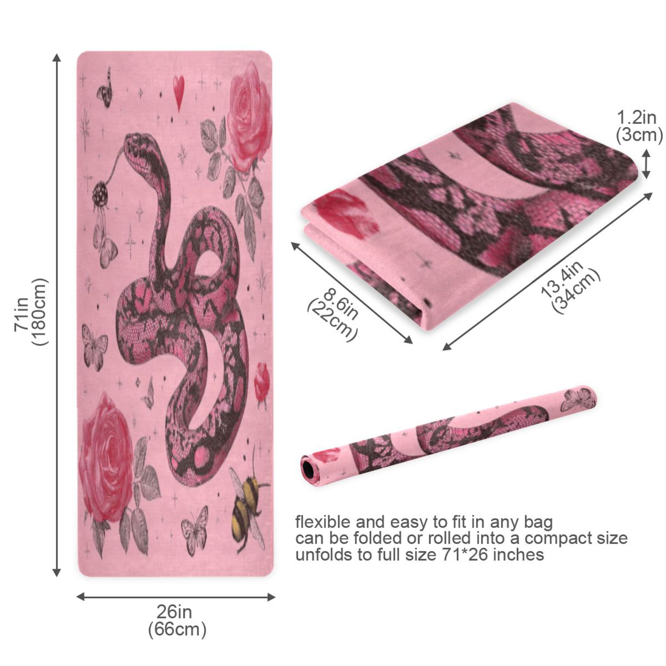 BZSMCE Yoga Mat Women Fitness Mat Pink Eden Tangles Pattern