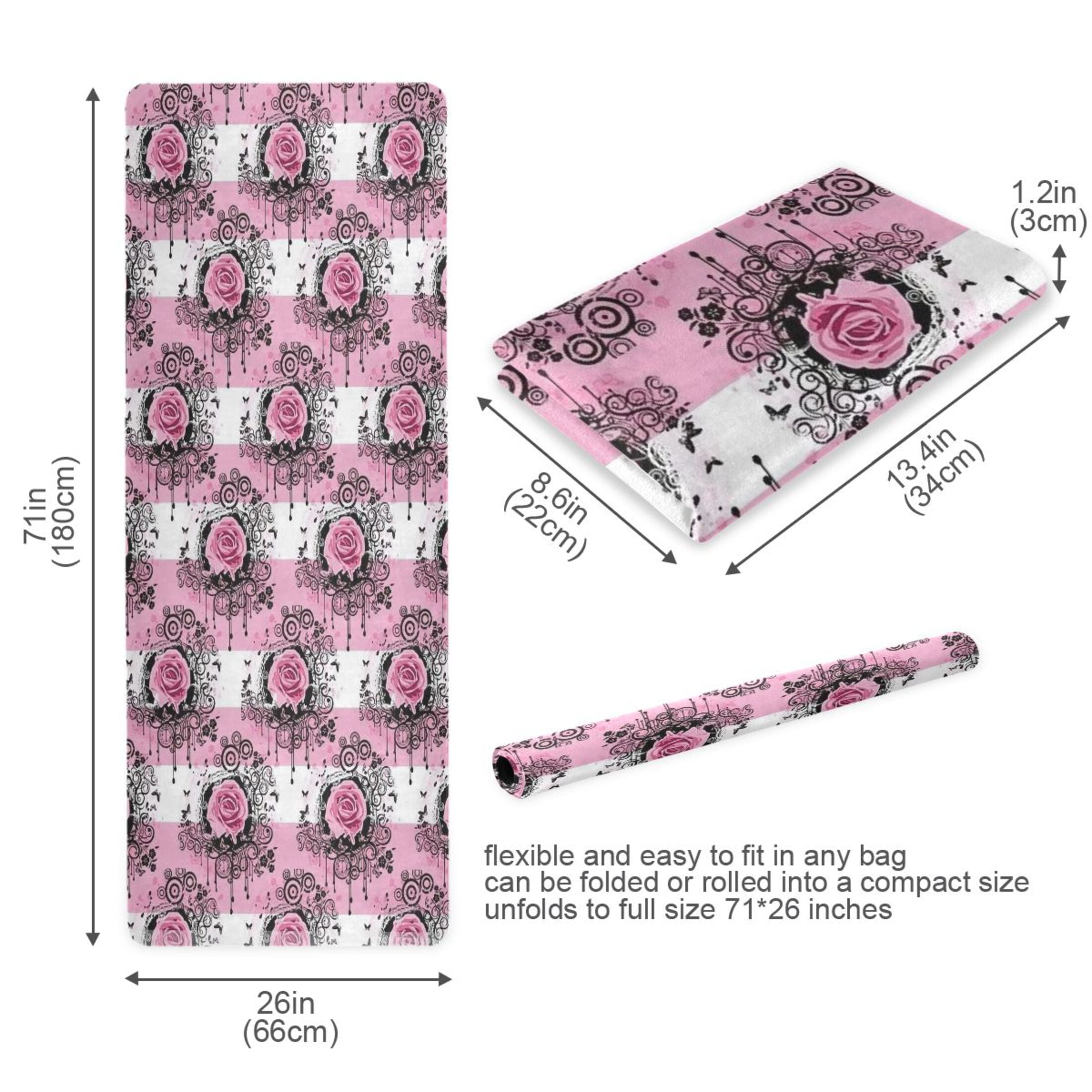 BZSMCE Yoga Mat Women Fitness Mat Pink Floral Lattice Pattern