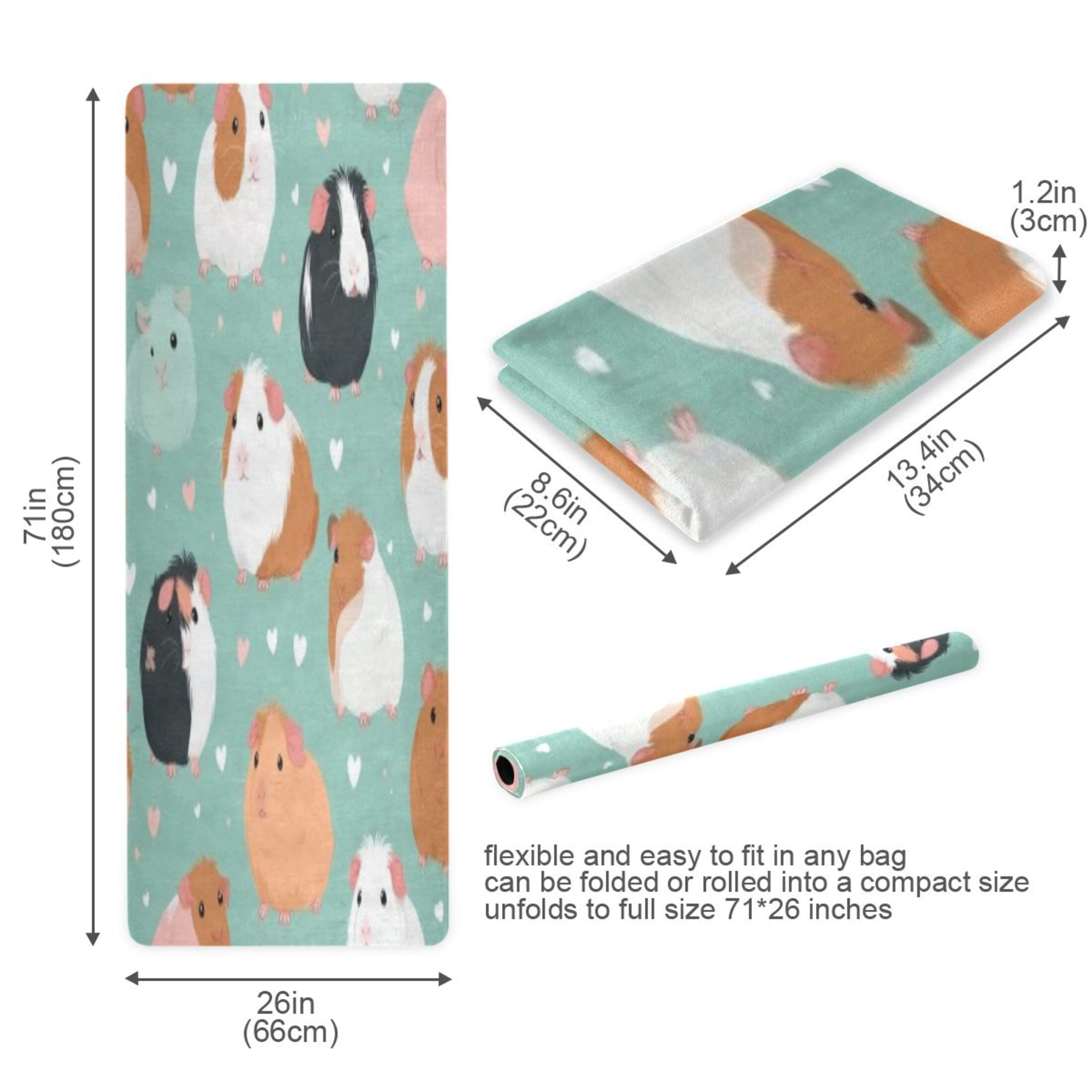 BZSMCE Yoga Mat Women Fitness Mat Pink Heart Guinea Pattern