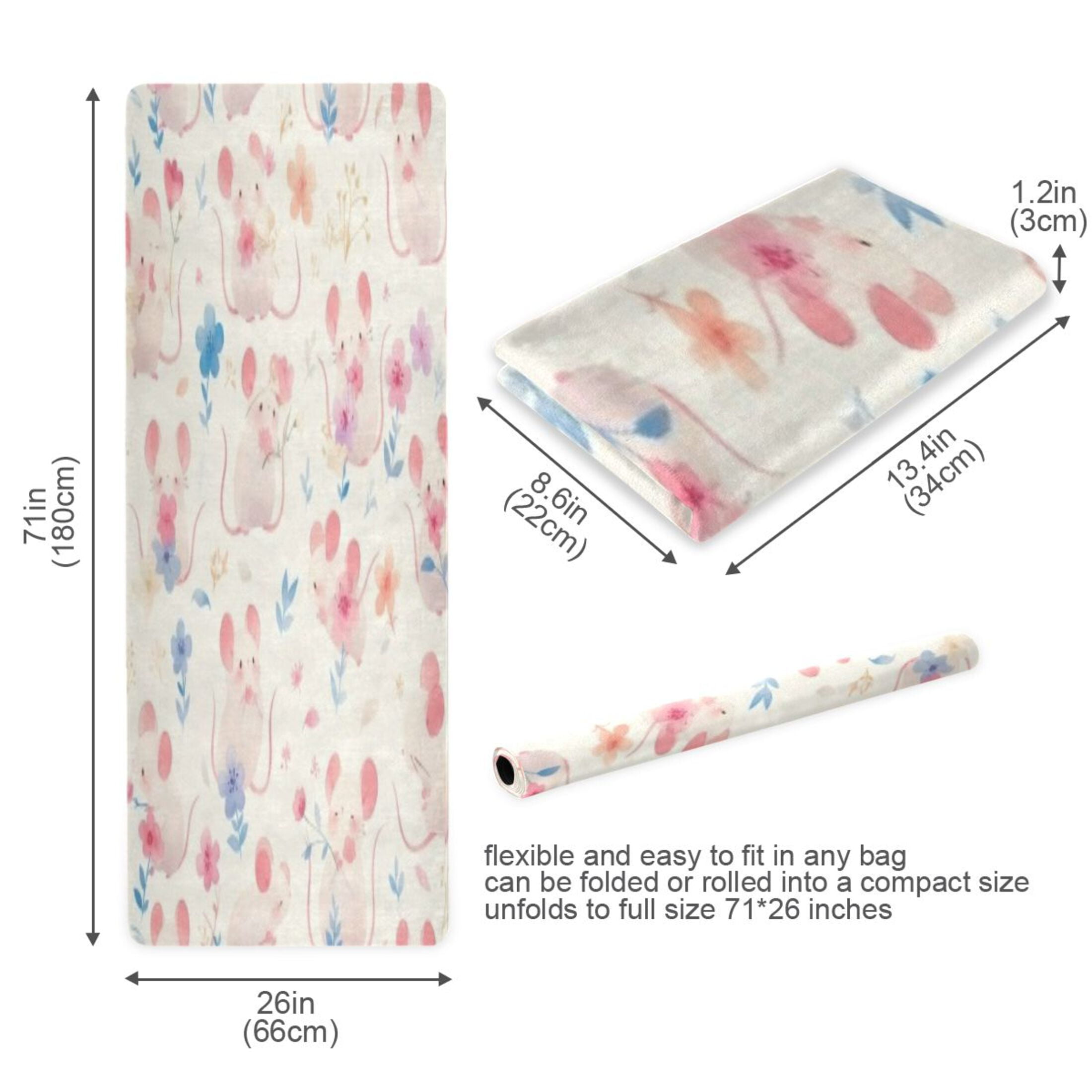 BZSMCE Yoga Mat Women Fitness Mat Pink Mouse Pattern