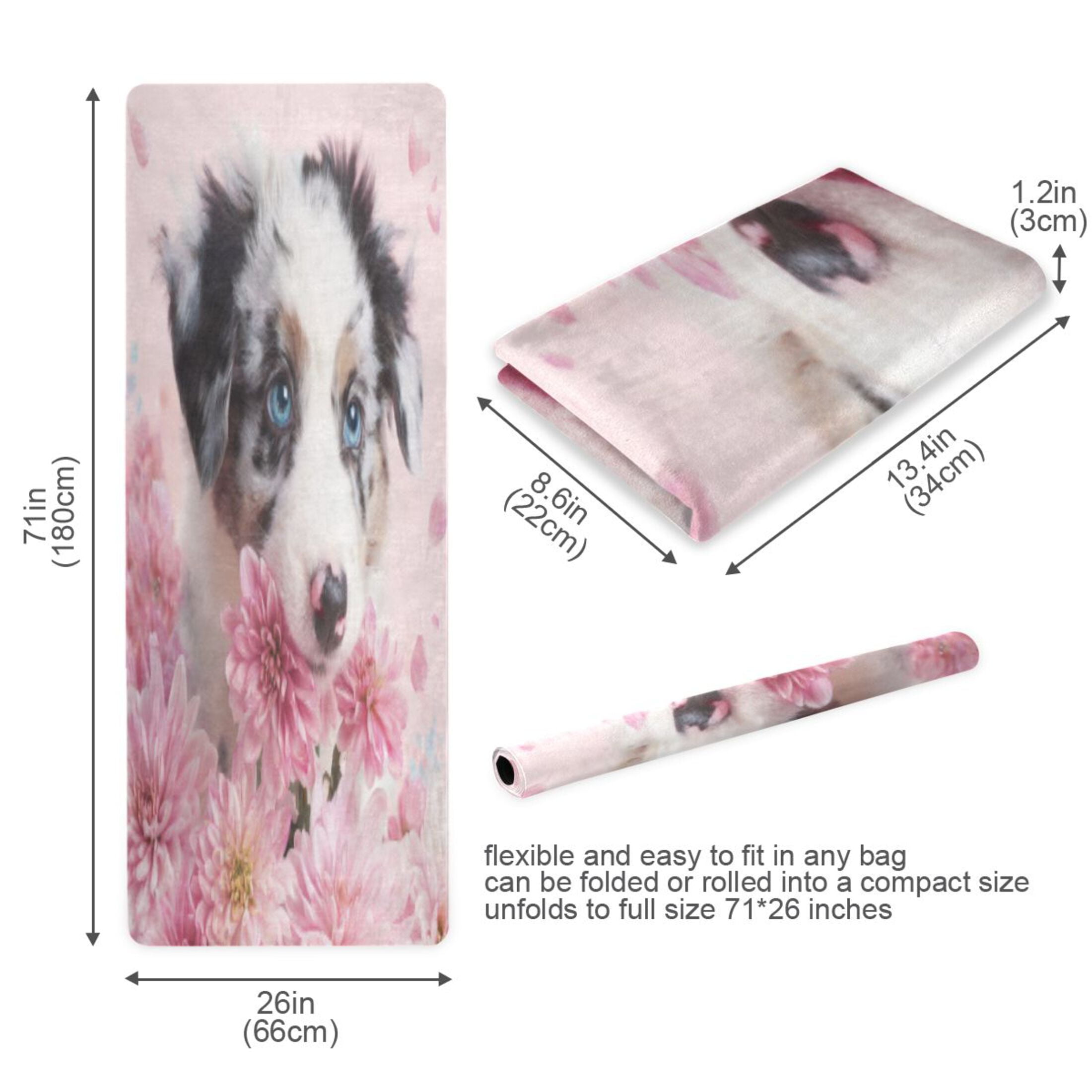 BZSMCE Yoga Mat Women Fitness Mat Pink Petal Pup Pattern
