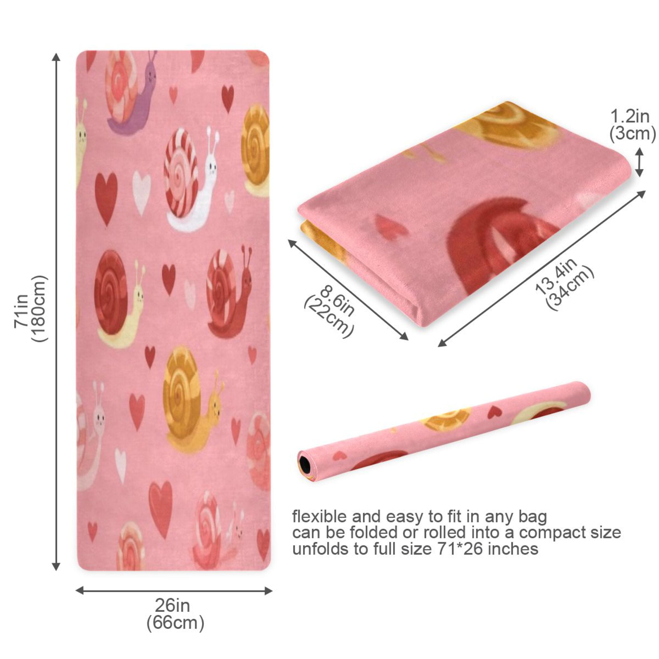 BZSMCE Yoga Mat Women Fitness Mat Pink Snail Heart Pattern