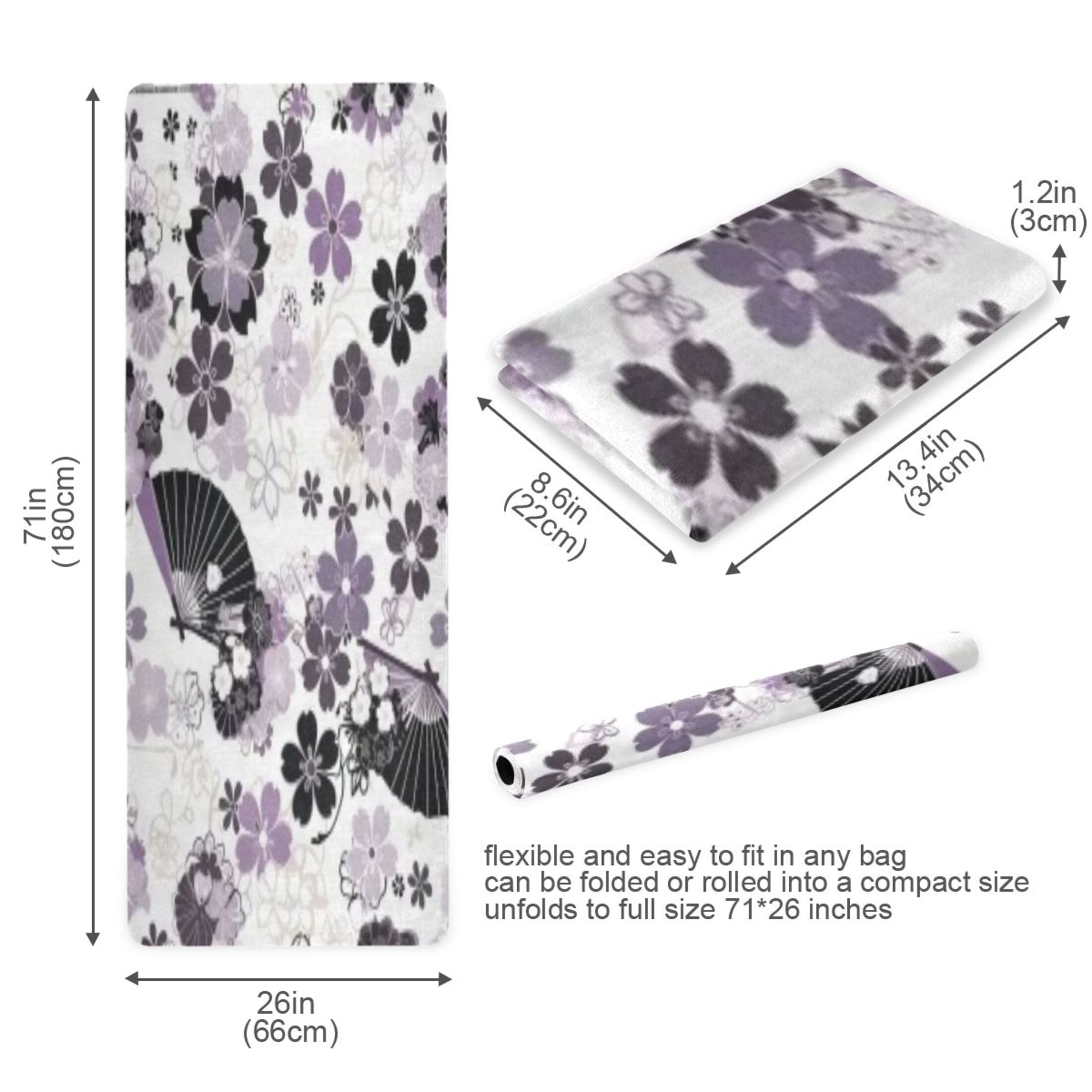 BZSMCE Yoga Mat Women Fitness Mat Black & White Floral Pattern